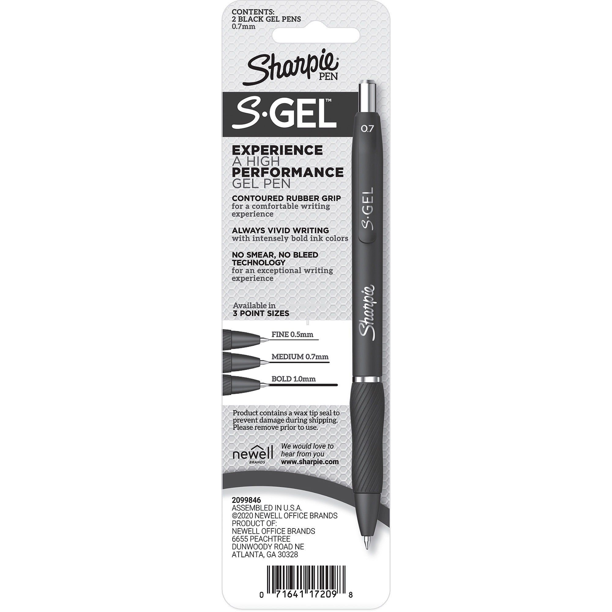 sharpie-s-gel-pens-07-mm-pen-point-size-black-gel-based-ink-black-barrel-2-pack_san2096156 - 2