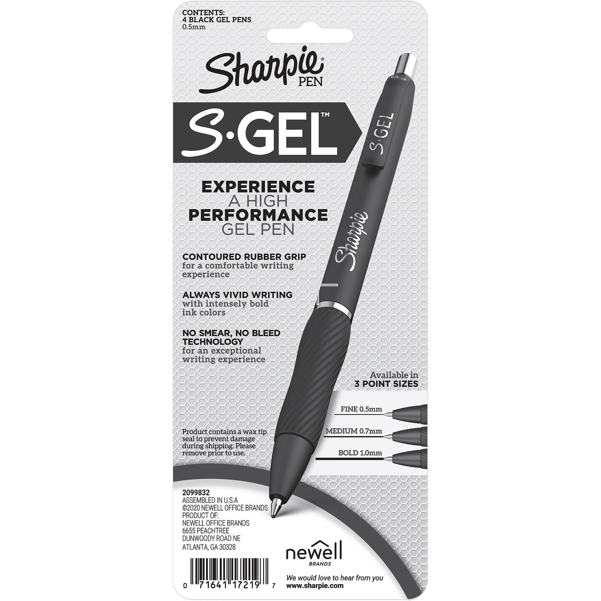 sharpie-s-gel-pens-fine-pen-point-05-mm-pen-point-size-black-gel-based-ink-black-barrel-4-pack_san2096140 - 2