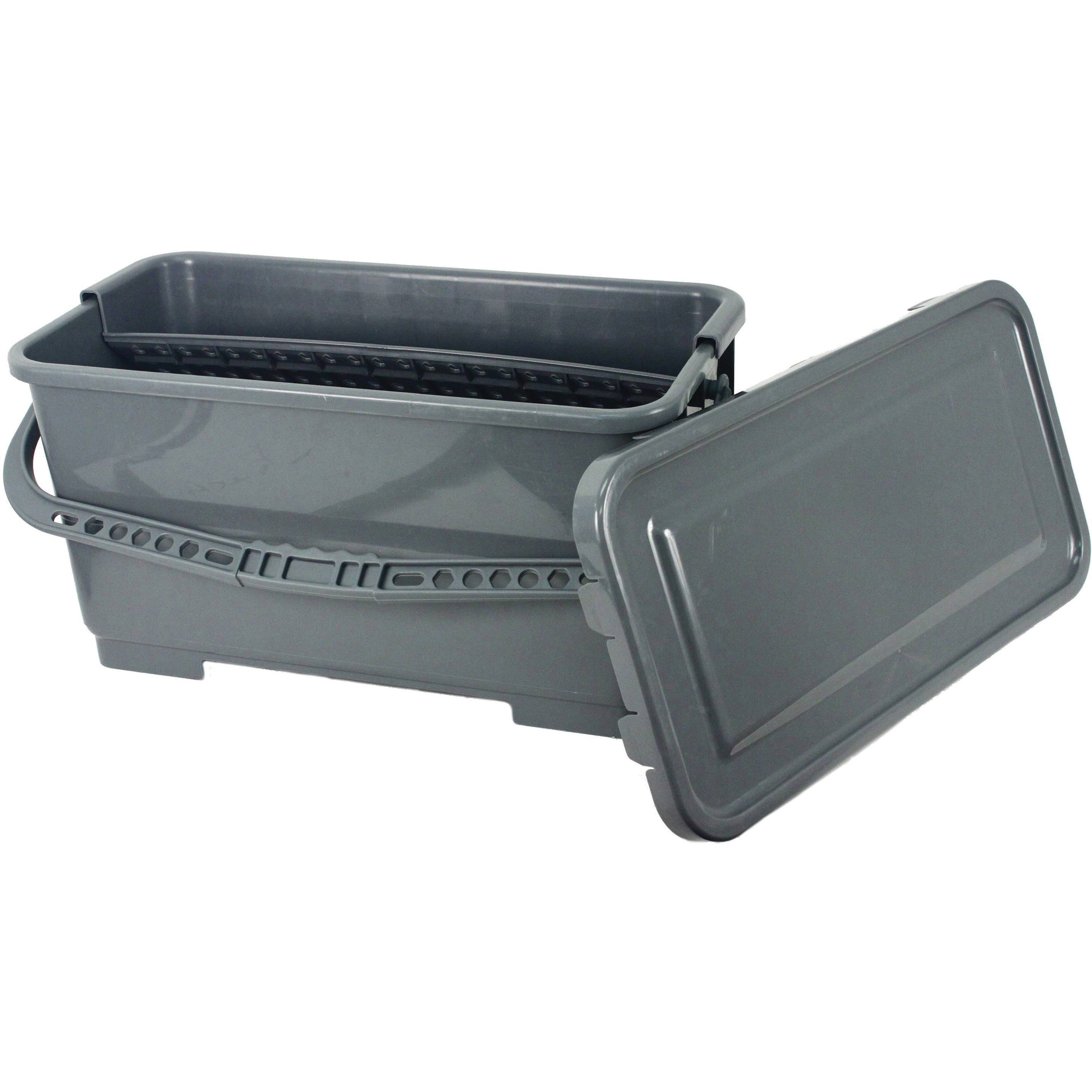 genuine-joe-microfiber-mop-charging-bucket-6-gal-graduated-sealable-lid-103-x-126-plastic-gray-1-each_gjo03126 - 1