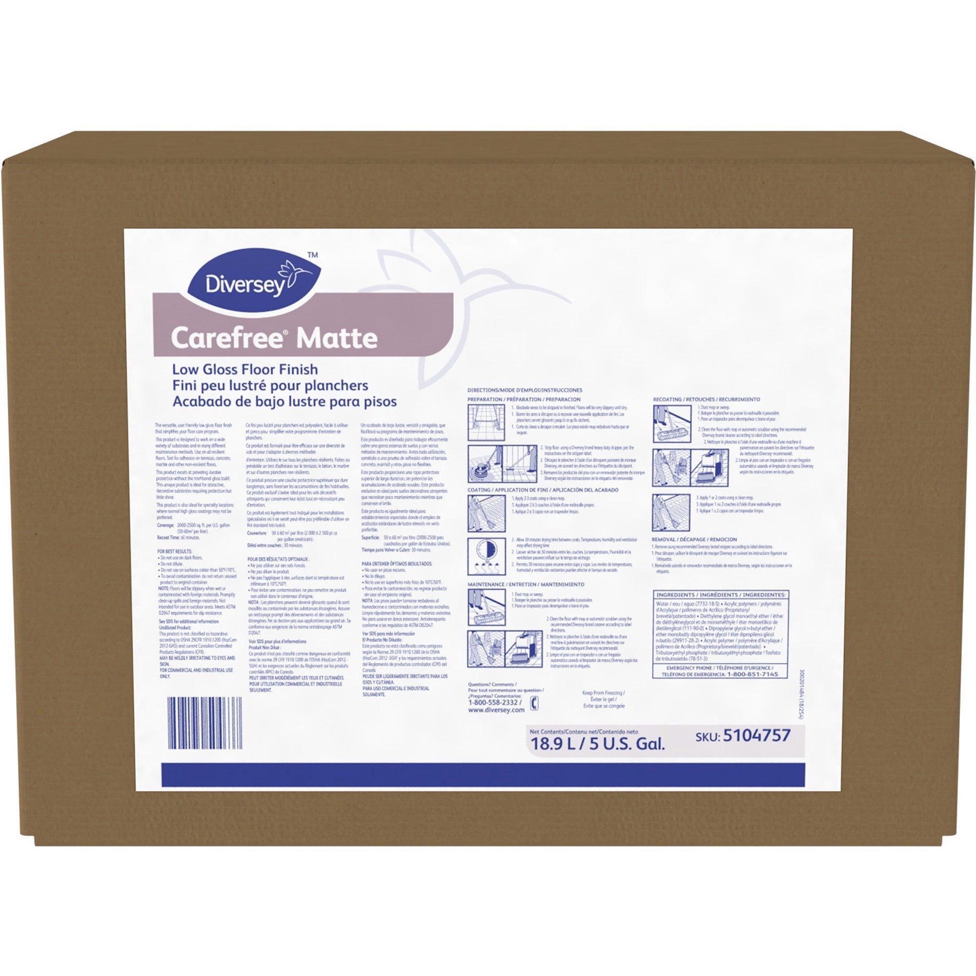 diversey-carefree-matte-gloss-floor-finish-ready-to-use-640-fl-oz-20-quart-ammonia-scent-1-each-slip-resistant-white_dvo5104757 - 1