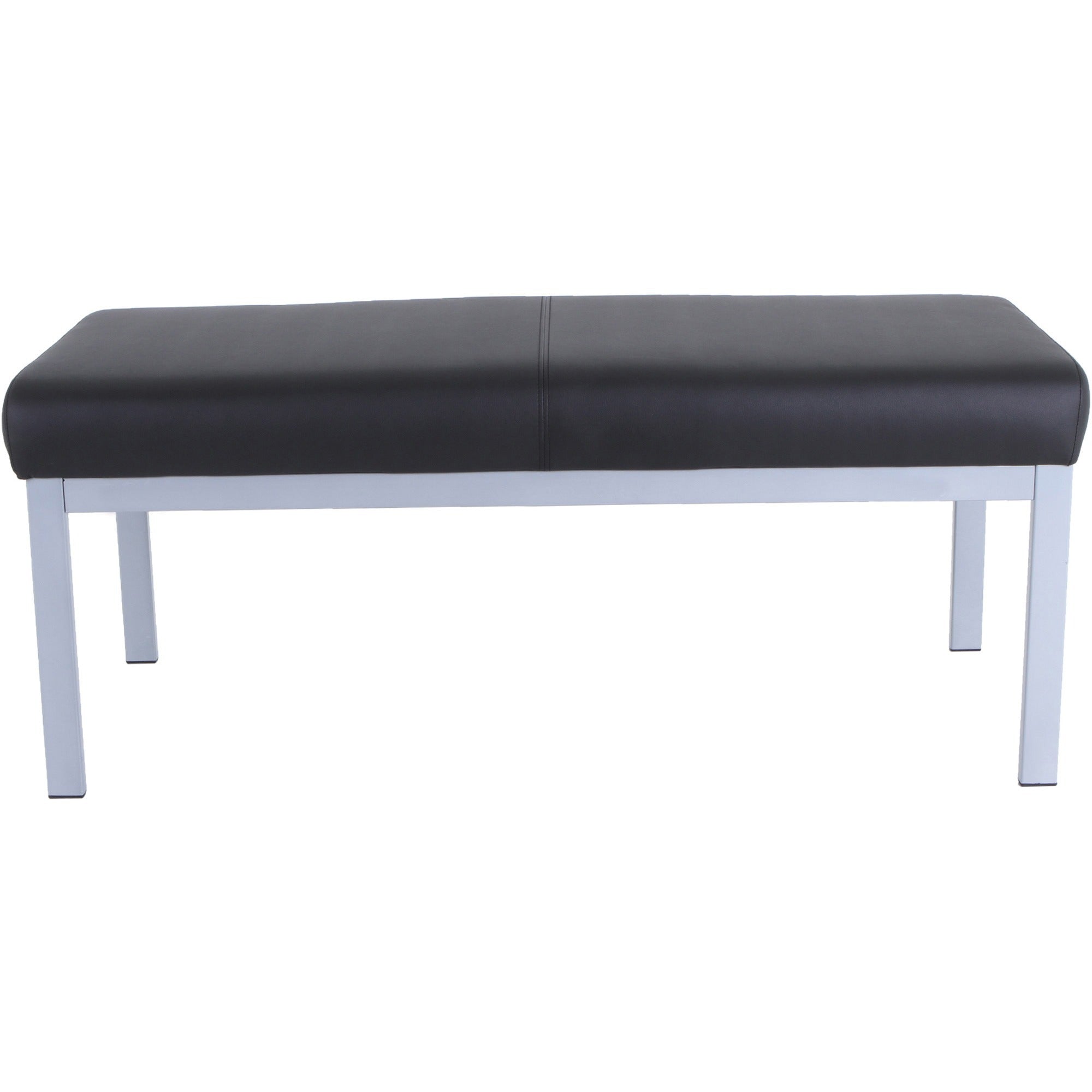 lorell-healthcare-reception-guest-bench-silver-powder-coated-steel-frame-four-legged-base-black-vinyl-1-each_llr66999 - 2