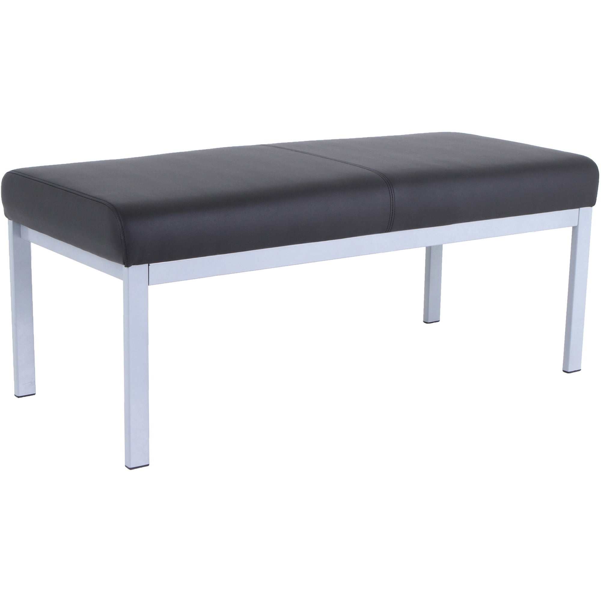 lorell-healthcare-reception-guest-bench-silver-powder-coated-steel-frame-four-legged-base-black-vinyl-1-each_llr66999 - 1