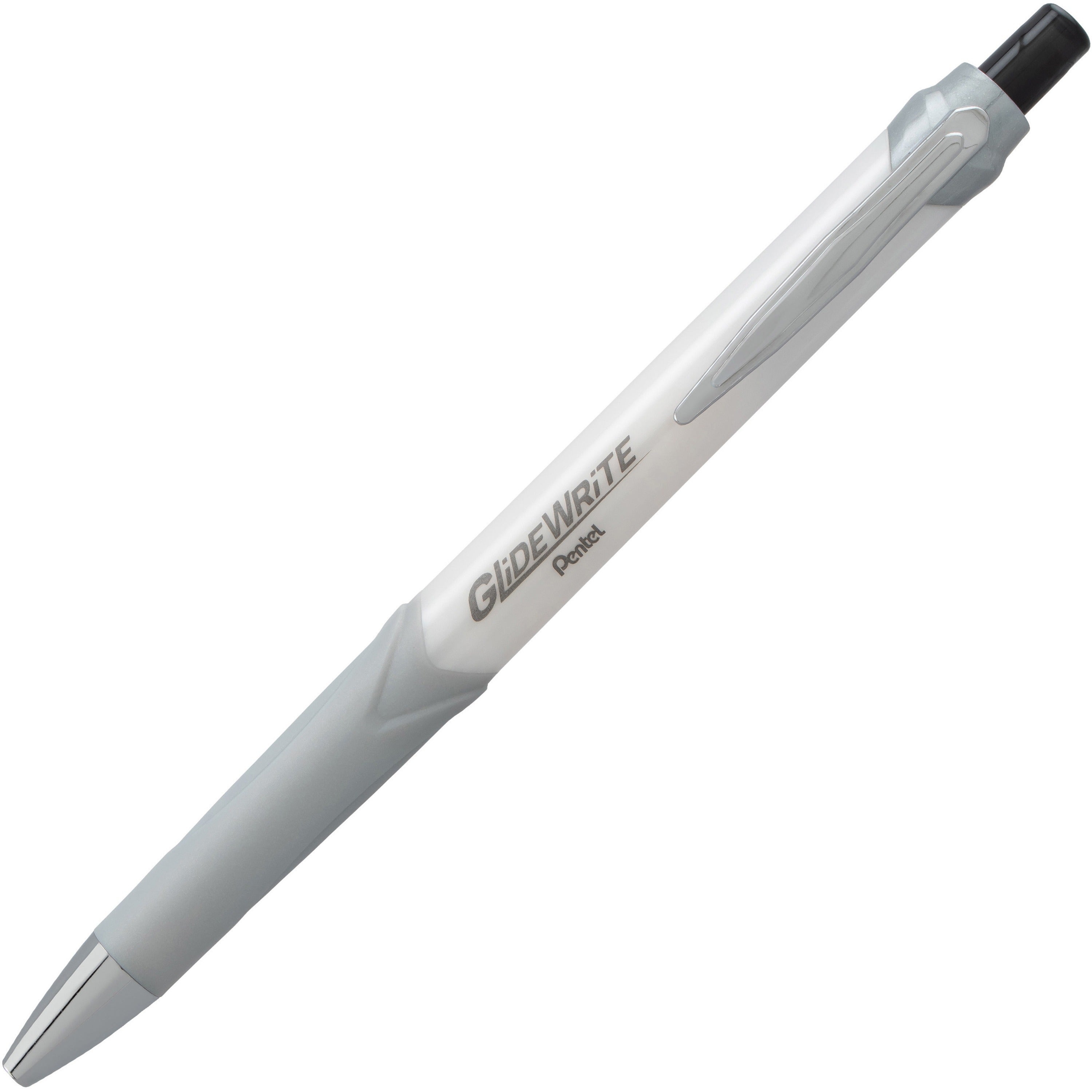 pentel-glidewrite-signature-10mm-ballpoint-pen-1-mm-pen-point-size-black-white-gel-based-ink-1-dozen_penbx930wa - 1
