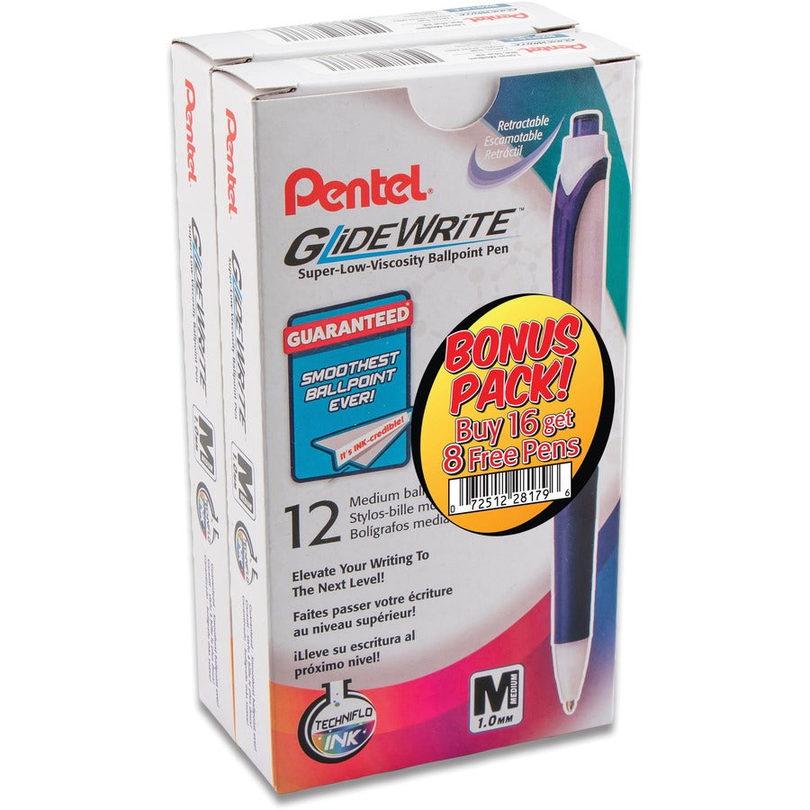 pentel-glidewrite-10mm-ballpoint-pen-1-mm-pen-point-size-blue-gel-based-ink-12-pack_penbx910csw2 - 2