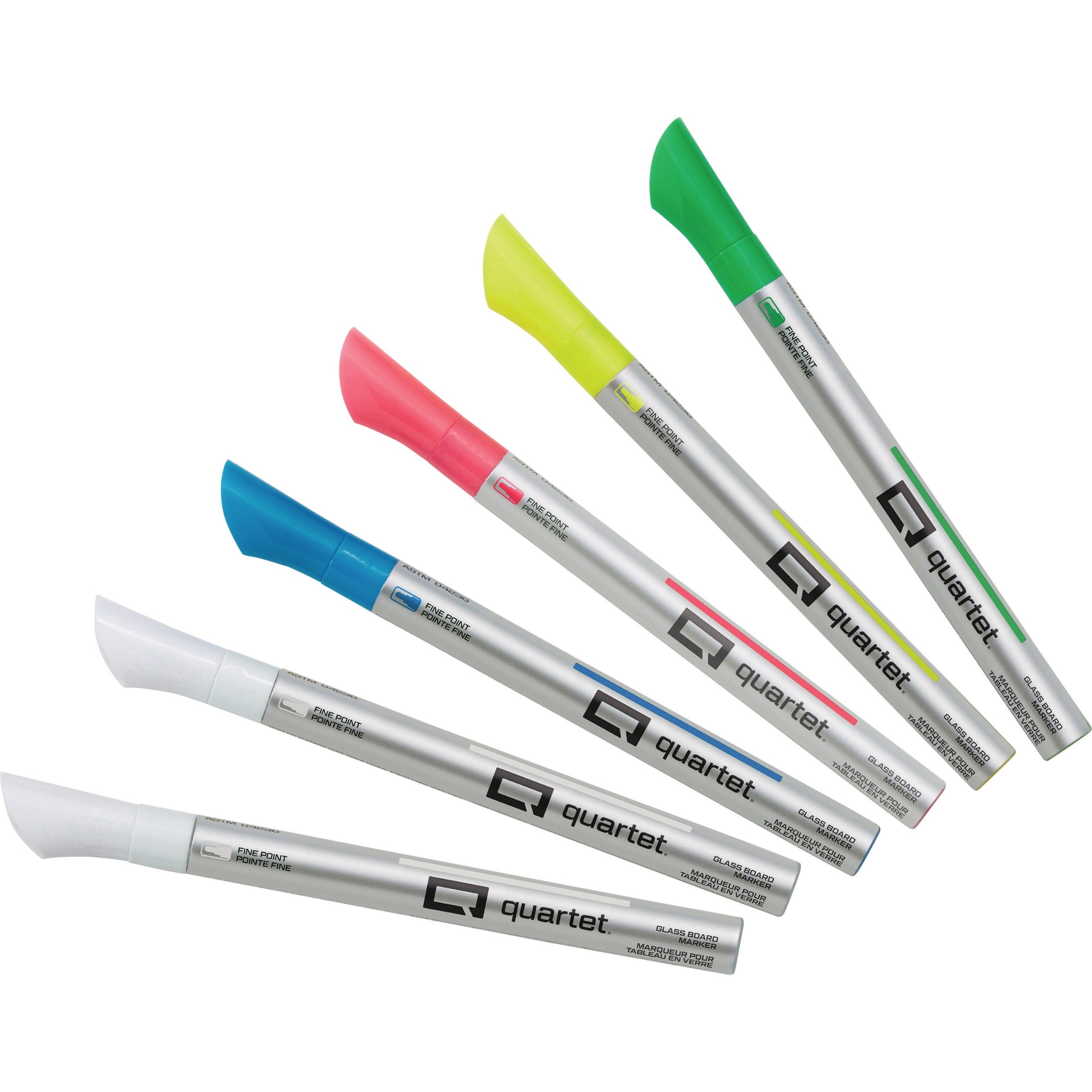 quartet-glass-board-fine-tip-neon-markers-fine-marker-point-assorted-neon-liquid-ink-6-pack_qrt79558q - 1