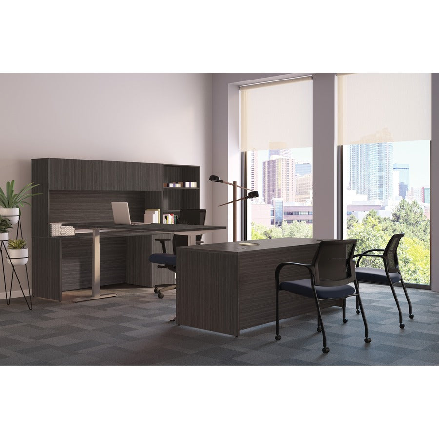 HON Mod Slate Teak Laminate Desk Component - 60" x 14"39.3" - Finish: Gray, Slate Teak Laminate - 3