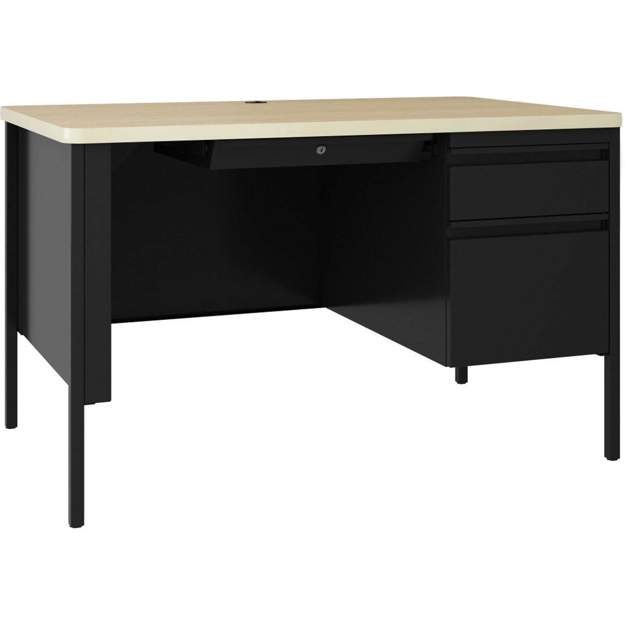 lorell-fortress-series-48-right-pedestal-teachers-desk-48-x-29530--08-modesty-panel-single-pedestal-on-right-side-t-mold-edge-material-steel-finish-black_llr03156 - 1