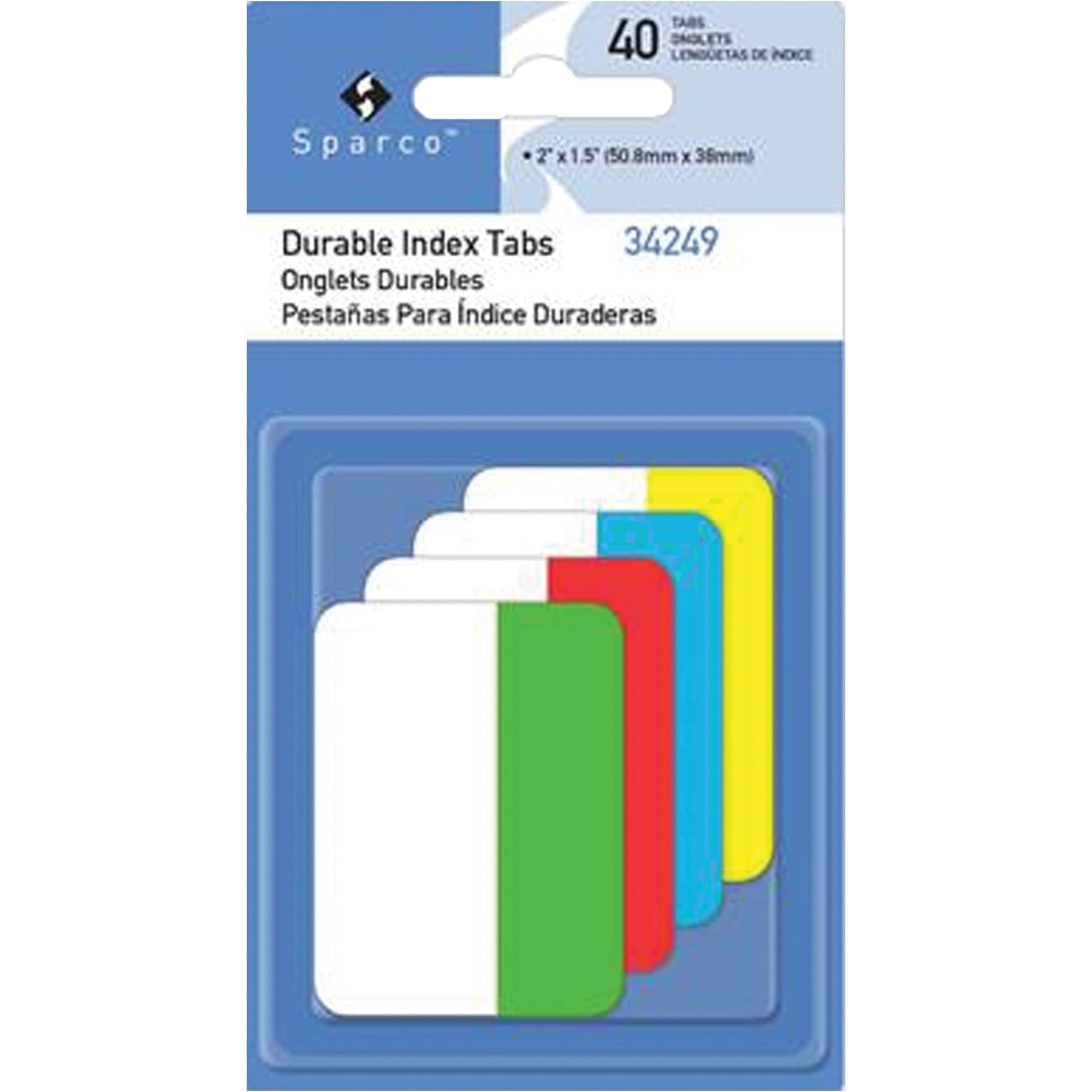 sparco-durable-index-tabs-write-on-tabs-010-tab-height-x-1-tab-width-assorted-tabs-40-pack_spr34249 - 1