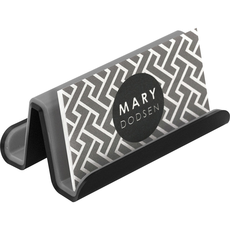 advantus-fusion-collection-business-card-holder-3-x-3-x-25-x-plastic-polystyrene-1-each-gray-black_avt37679 - 2