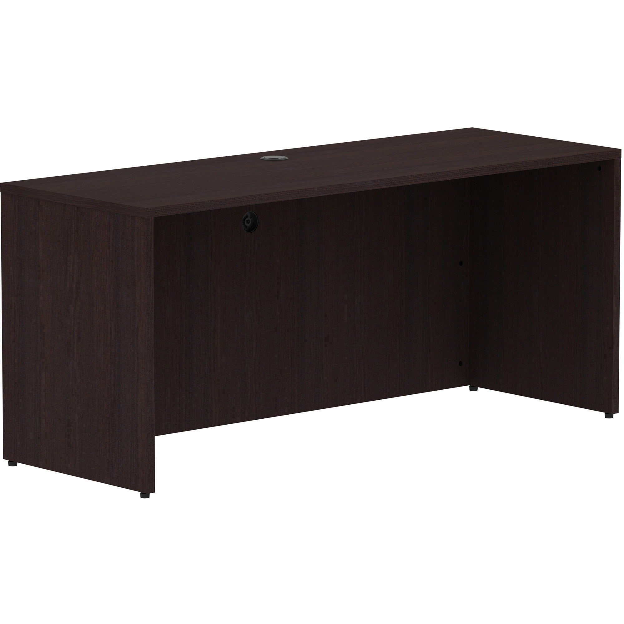 lorell-essentials-series-credenza-shell-66-x-24295-credenza-shell-1-top-finish-espresso-laminate-silver-brush_llr18265 - 1