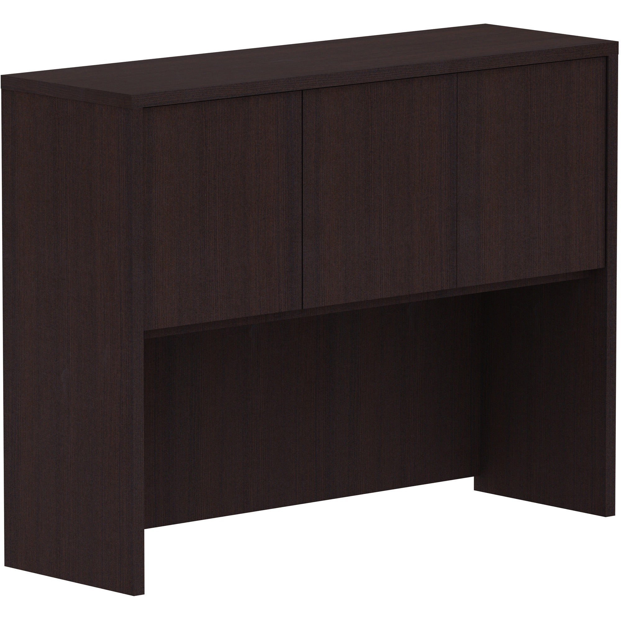 lorell-essentials-series-stack-on-hutch-with-doors-48-x-1536-3-doors-finish-espresso-laminate_llr18271 - 1