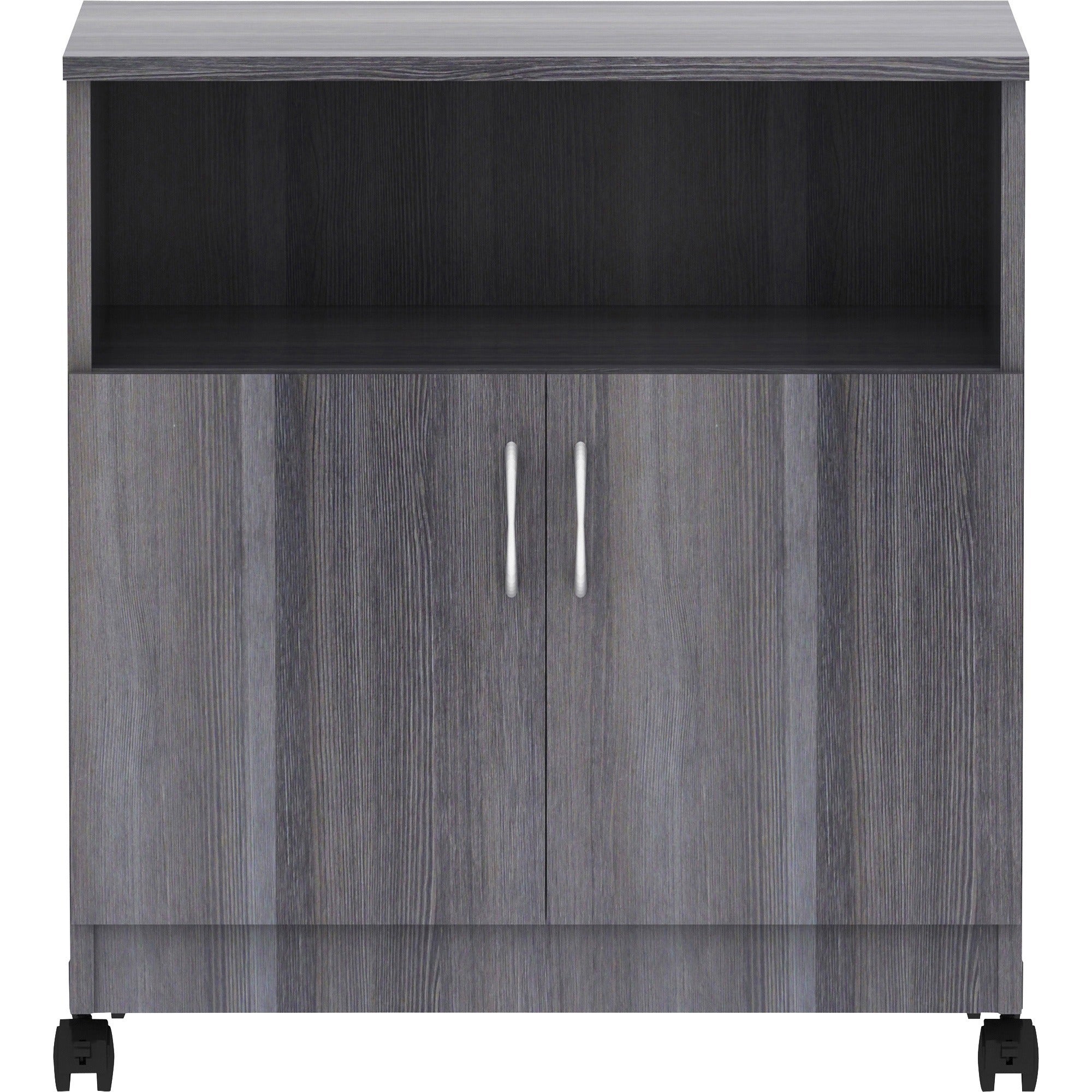lorell-mobile-machine-stand-with-shelf-305-height-x-28-width-x-198-depth-countertop-weathered-charcoal_llr69627 - 2