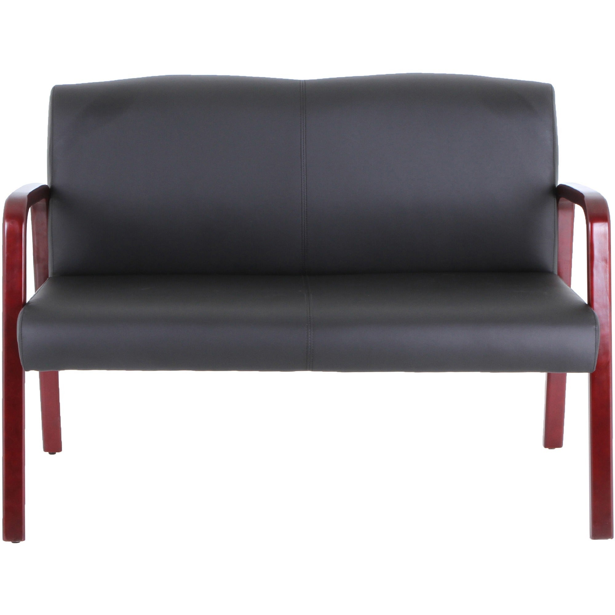 lorell-upholstered-loveseat-wood-frame-black-mahogany-bonded-leather-armrest-1-each_llr40211 - 2