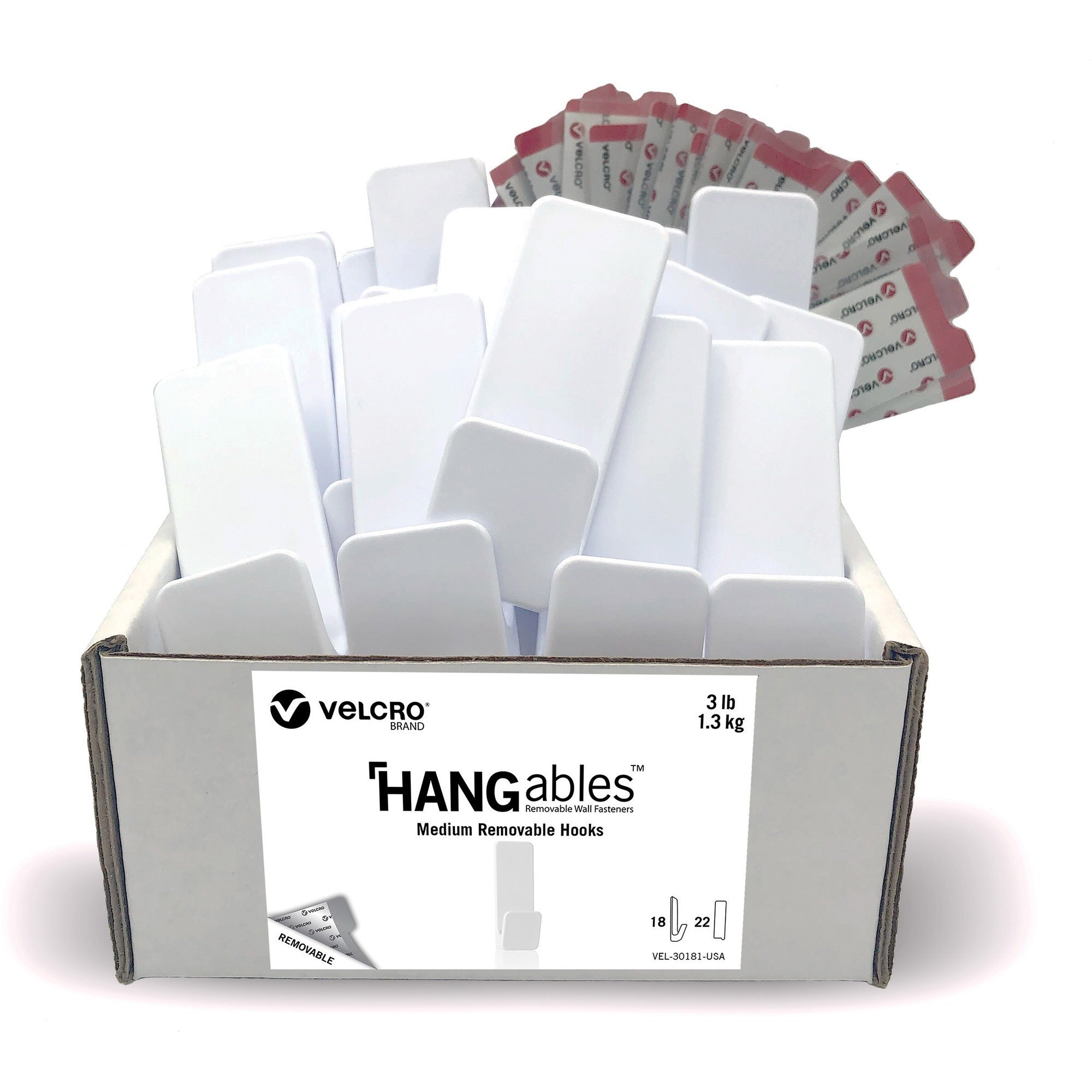 velcro-medium-removable-hooks-18-medium-hook-3-lb-136-kg-capacity-08-length-for-decoration-indoor-outdoor-jewelry-pet-leash-key-pot-holder-clutch-white-18-pack_vek30181 - 1