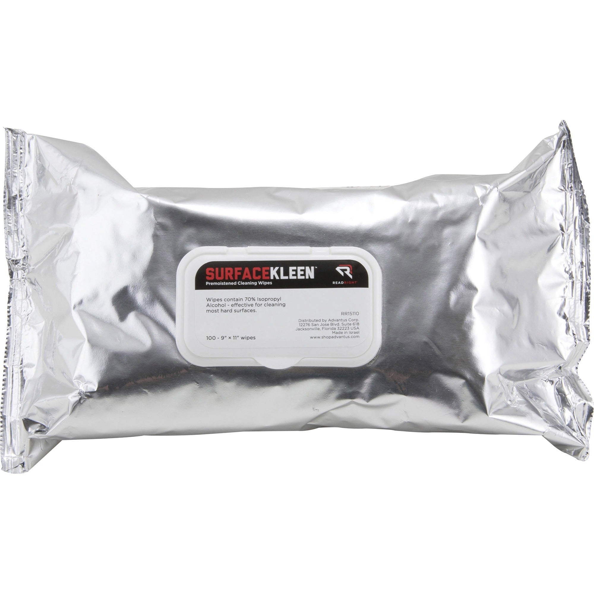 read-right-surface-kleen-cleaning-wipes-10-length-x-9-width-100-pack-pre-moistened-fast-acting-quick-drying-white_rearr15110 - 1