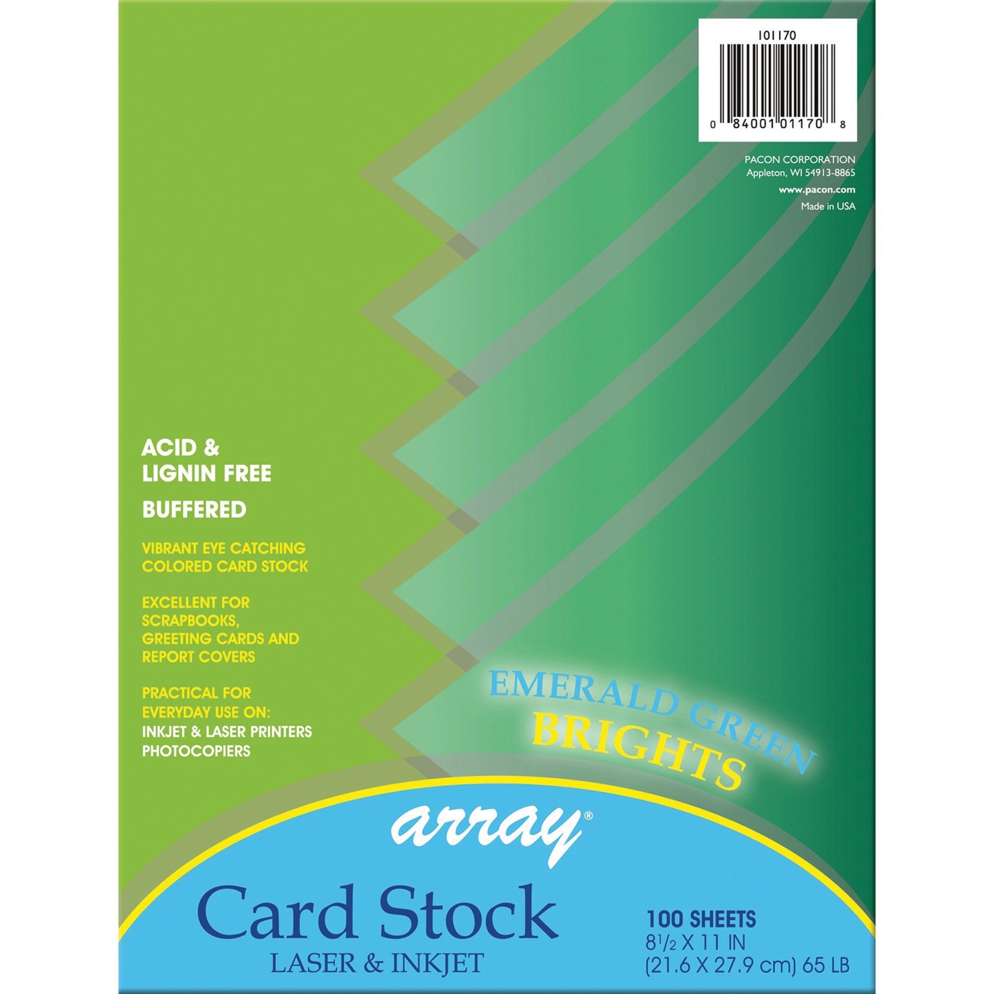 pacon-color-brights-cardstock-emerald-green-letter-8-1-2-x-11-65-lb-basis-weight-100-pack-acid-free-recyclable-lignin-free-buffered-emerald-green_pacp101170 - 1