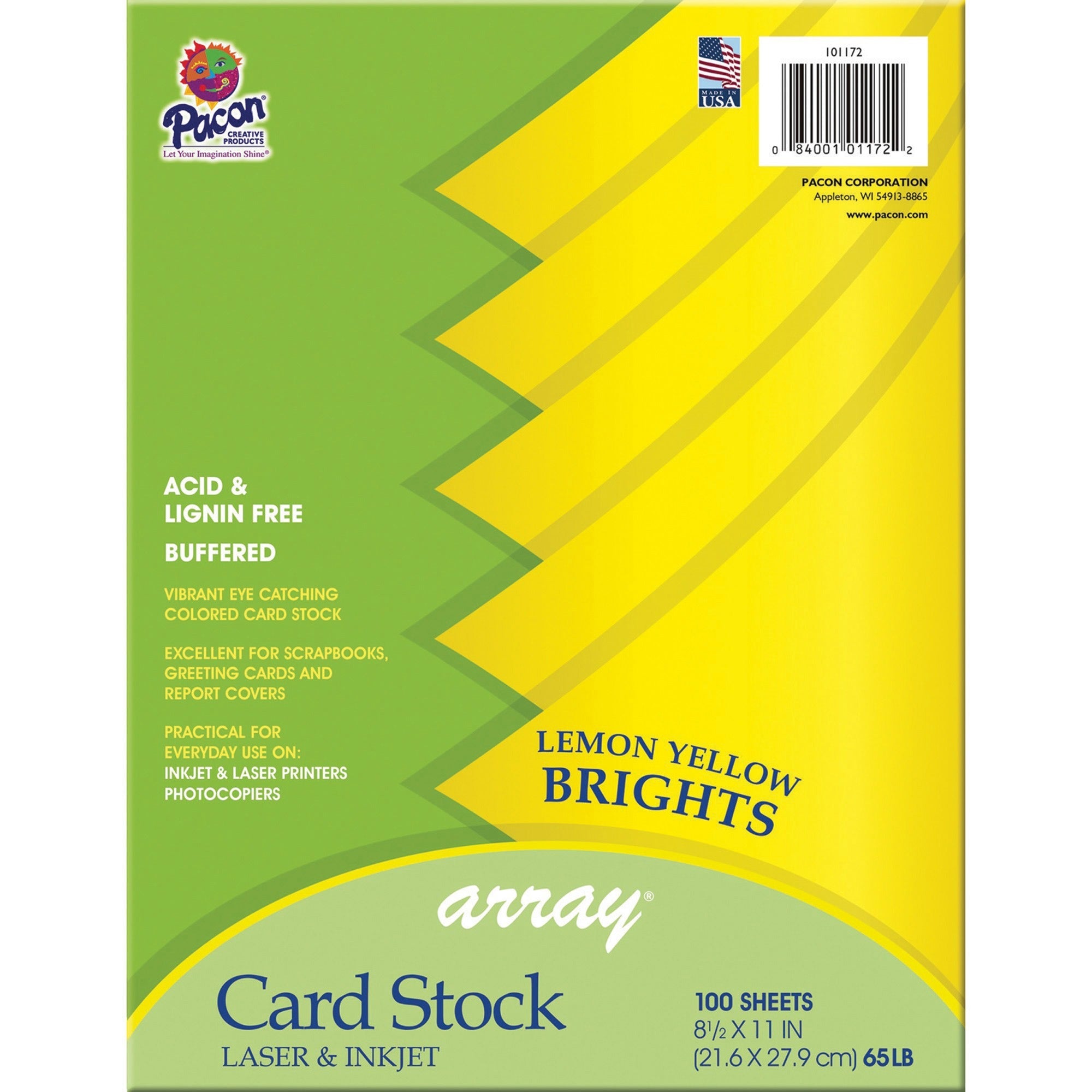 pacon-color-brights-cardstock-lemon-yellow-letter-8-1-2-x-11-65-lb-basis-weight-100-pack-acid-free-recyclable-lignin-free-buffered-lemon-yellow_pacp101172 - 1