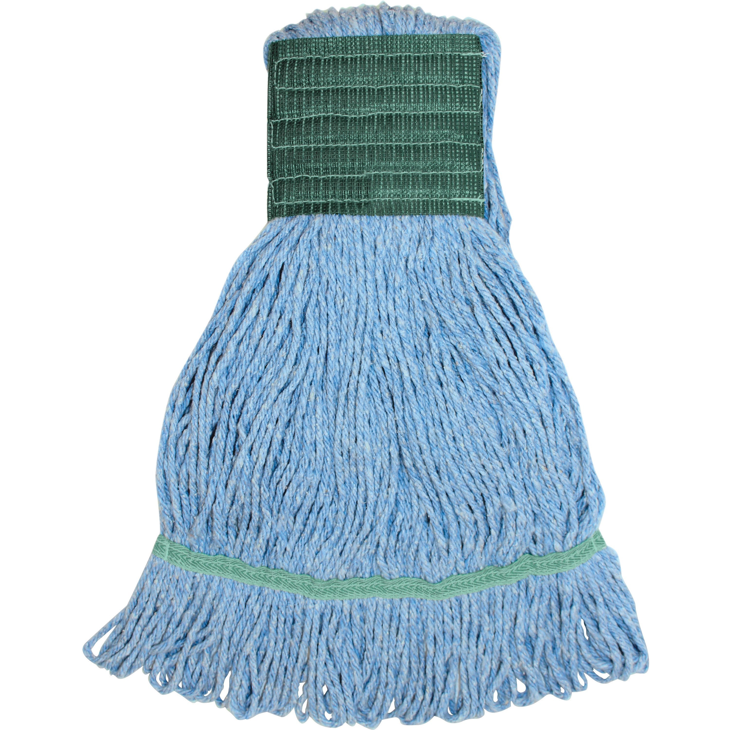 Genuine Joe Synthetic Blend Medium Mophead - Medium - Rayon, Cotton, Rayon, Fiber - Blue - 1Each