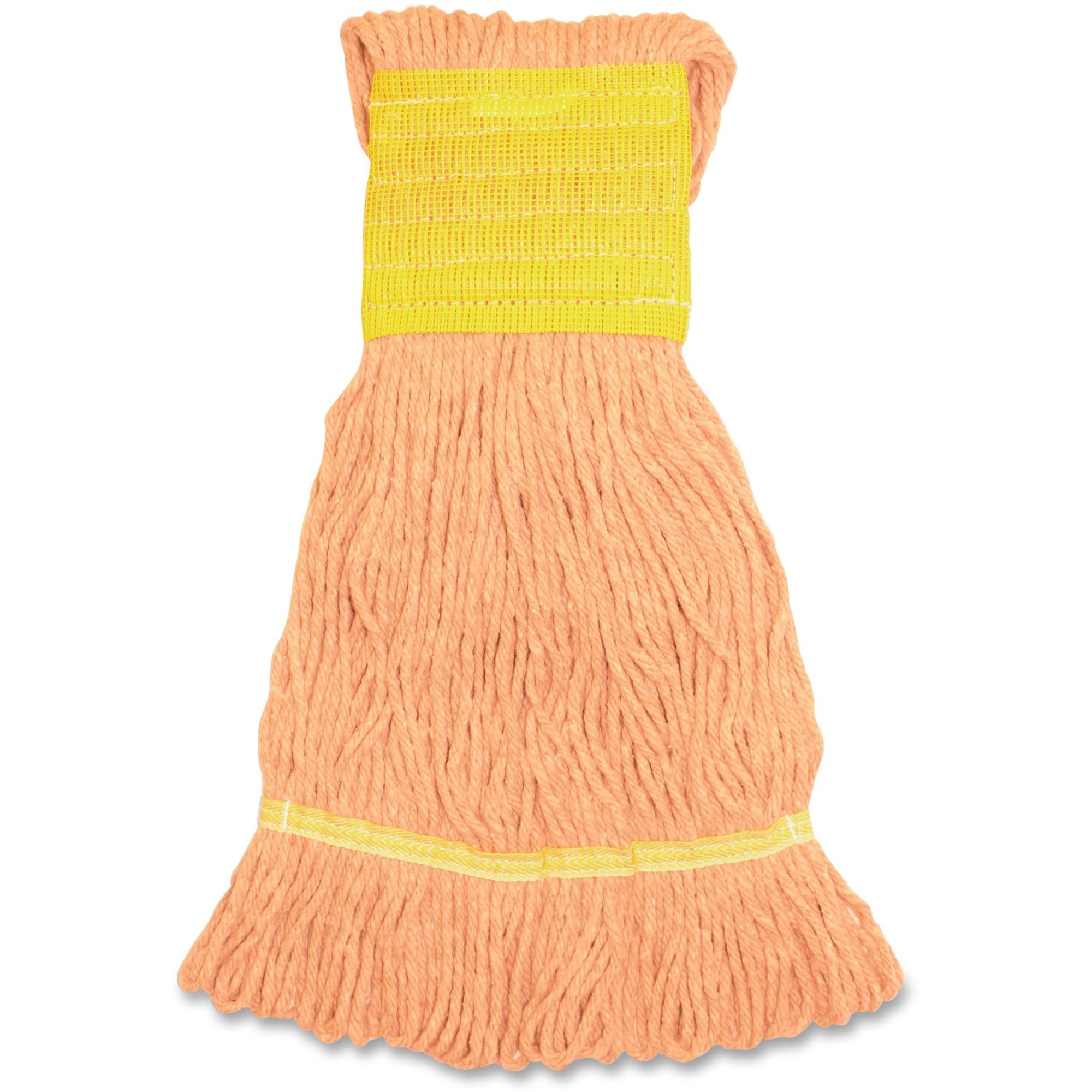 Genuine Joe Wide Band Small Mophead - Small - Rayon, Cotton, Rayon, Fiber - Orange - 1Each