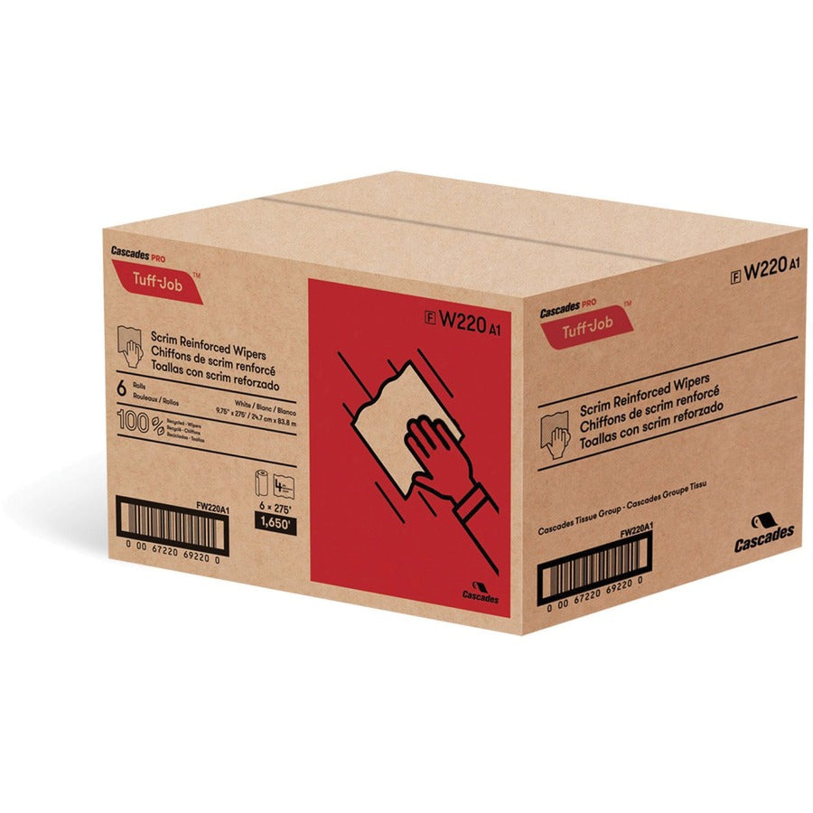 cascades-pro-tuff-job-scrim-reinforced-wipers-4-ply-975-x-275-ft-white-fiber-paper-polyester-nonperforated-reinforced-durable-absorbent-medium-duty-for-multipurpose-multi-surface-6-carton_csdw220 - 2