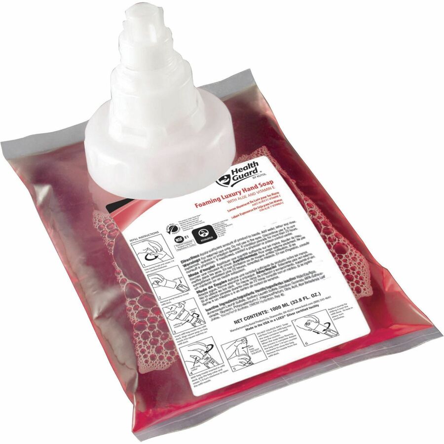 health-guard-foaming-luxury-hand-soap-tropical-scentfor-338-fl-oz-1000-ml-soil-remover-hand-restroom-office-hospital-college-university-casino-daycare-stadium-hotel-school-rose-4-carton_kut64431 - 2