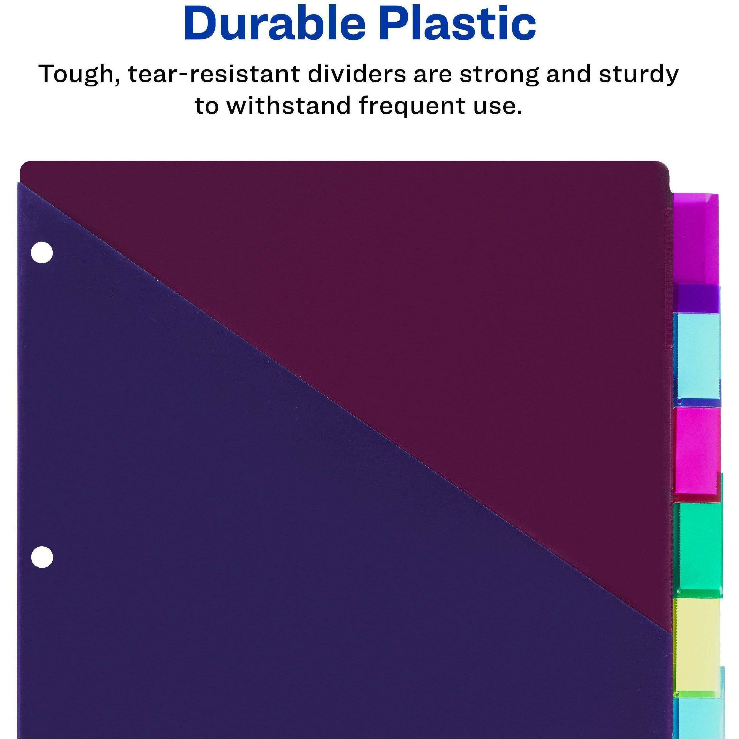 Avery Big Tab Tab Divider - 8 x Divider(s) - 8 - 8 Tab(s)/Set - 9.3" Divider Width x 11.13" Divider Length - 3 Hole Punched - Multicolor Plastic Divider - Multicolor Plastic Tab(s) - 24 / Carton - 2