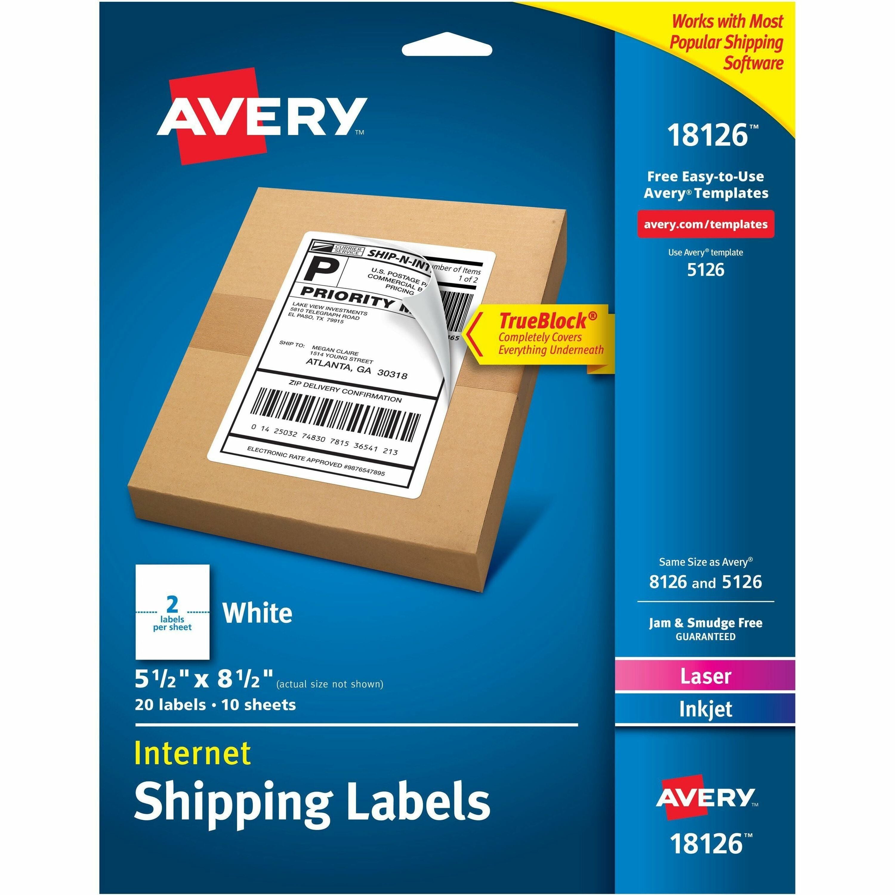 avery-internet-shipping-labels-trueblock-technology-permanent-adhesive-5-1-2-x-8-1-2--20-labels-18126-avery-internet-shipping-labels-5-1-2-x-8-1-2--20-labels-18126_ave18126 - 1