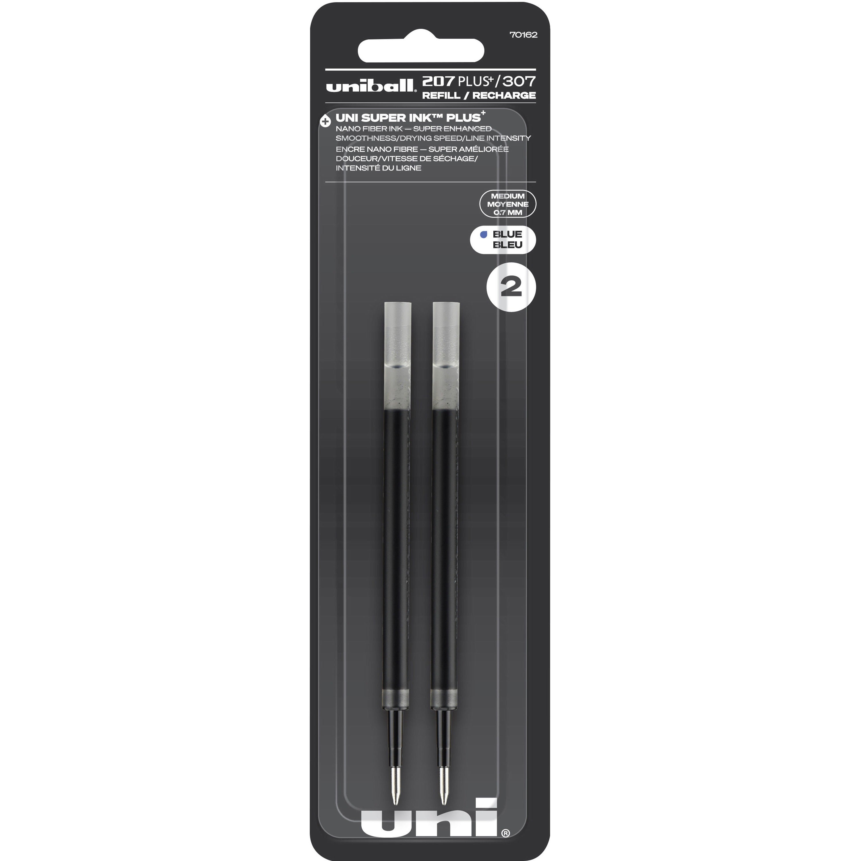uniball-207-plus+-307-gel-pen-refill-070-mm-point-blue-ink-super-ink-water-resistant-fade-resistant-fraud-resistant-2-pack_ubc70162 - 1