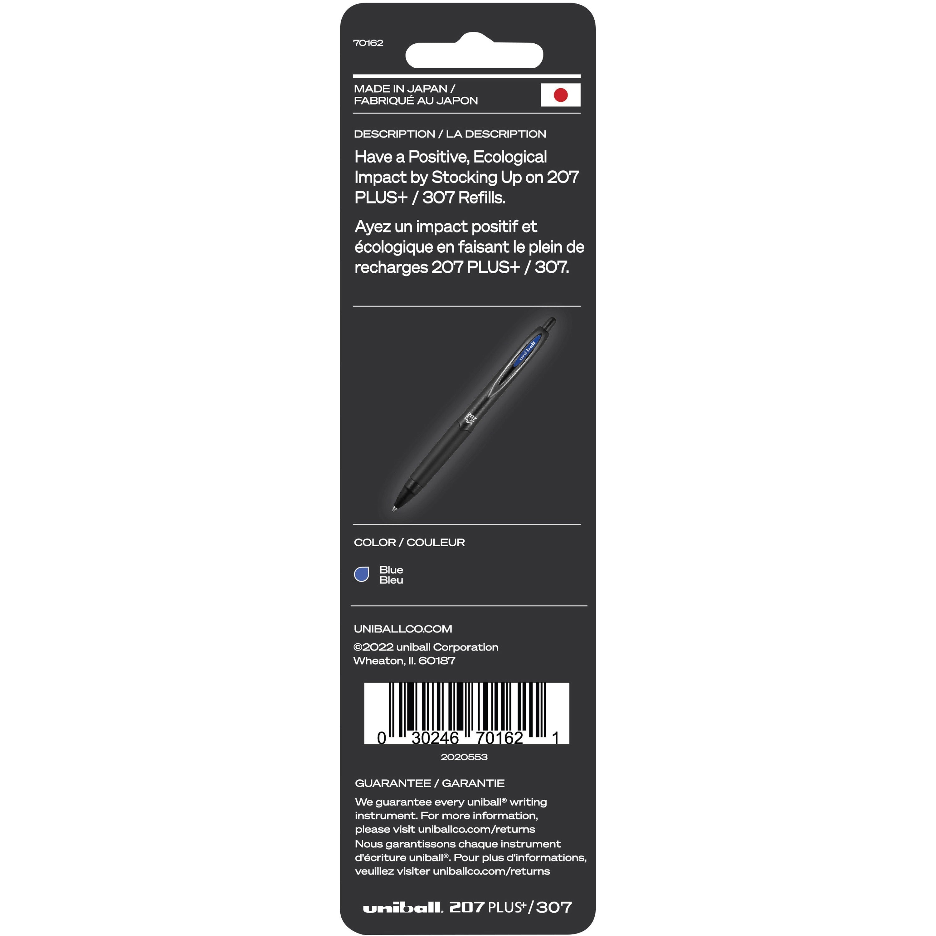 uniball-207-plus+-307-gel-pen-refill-070-mm-point-blue-ink-super-ink-water-resistant-fade-resistant-fraud-resistant-2-pack_ubc70162 - 2