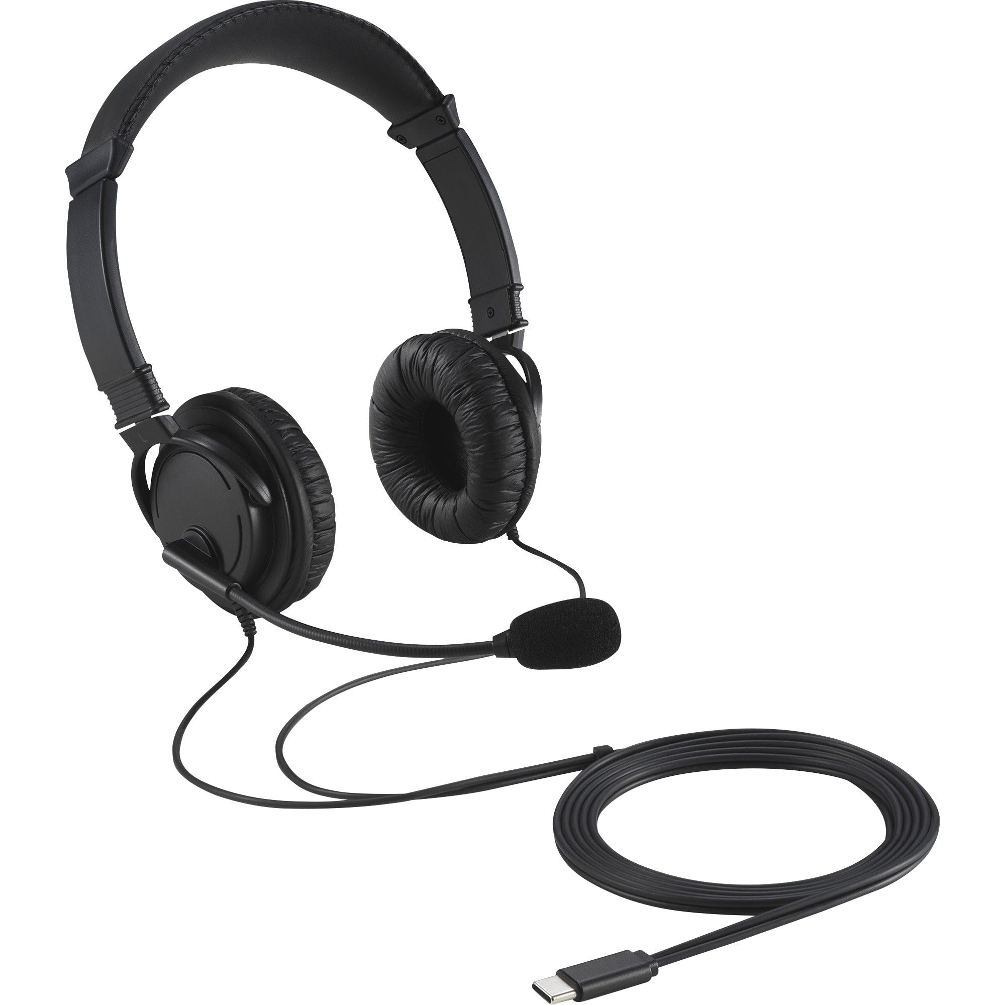 kensington-usb-c-hi-fi-headphones-with-mic-stereo-usb-type-c-wired-over-the-head-binaural-ear-cup-6-ft-cable-noise-cancelling-microphone-noise-canceling-black_kmw97457 - 1