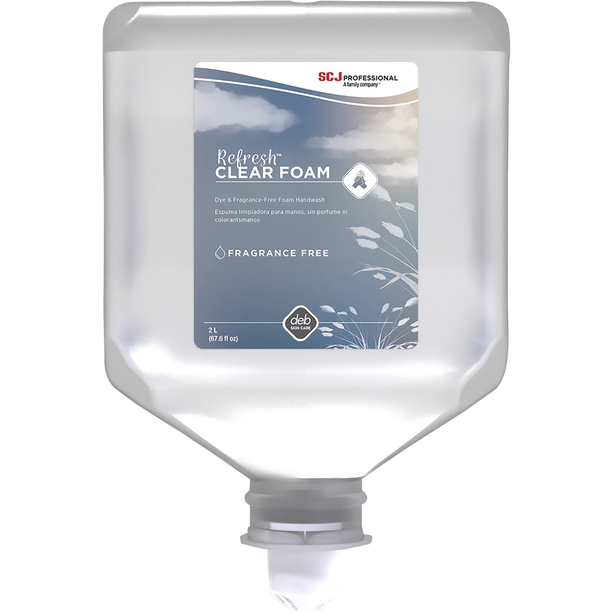 sc-johnson-refresh-clear-foam-hand-soap-refill-676-fl-oz-2-l-dirt-remover-kill-germs-hand-school-education-moisturizing-clear-unscented-dye-free-biodegradable-4-carton_sjnclr2lt - 1