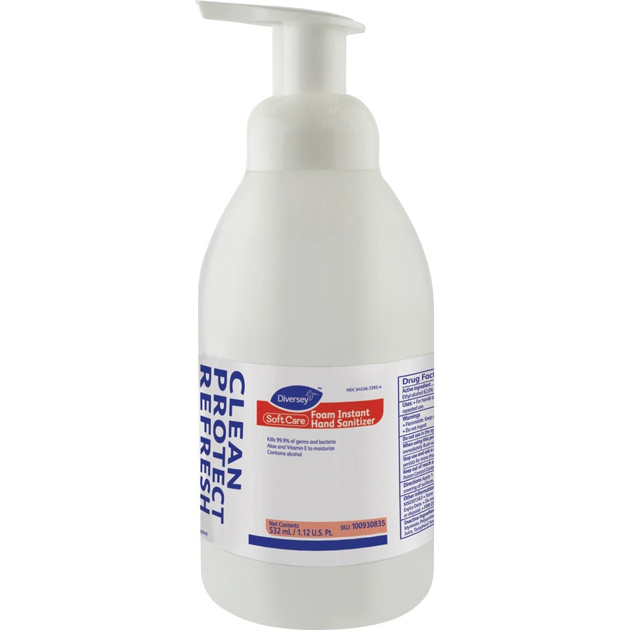 diversey-soft-care-hand-sanitizer-foam-alcohol-scent-18-fl-oz-532-ml-kill-germs-bacteria-remover-hand-healthcare-office-moisturizing-clear-dye-free-fragrance-free-quick-drying-no-rinse-6-carton_dvo100930835ct - 2