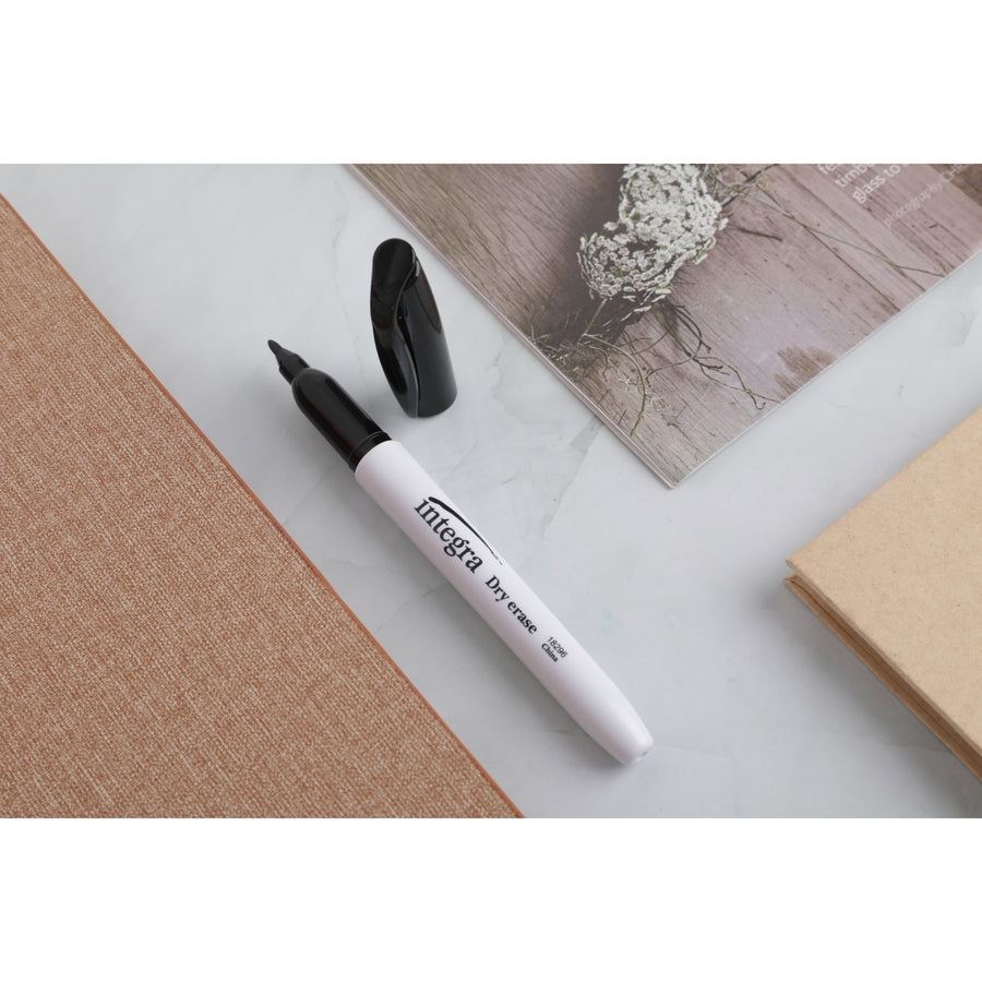 integra-dry-erase-markers-fine-marker-point-bullet-marker-point-style-black-alcohol-based-ink-fiber-tip-12-dozen_ita18296 - 2