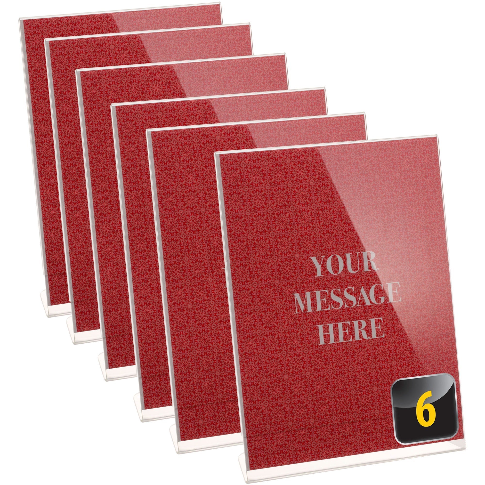 officemate-slanted-vertical-sign-holder-6pk-1-each-85-width-x-111-height-850-holding-width-x-11-holding-height-rectangular-shape-self-standing-easy-readability-easy-to-use-durable-plastic-clear_oic23065 - 1
