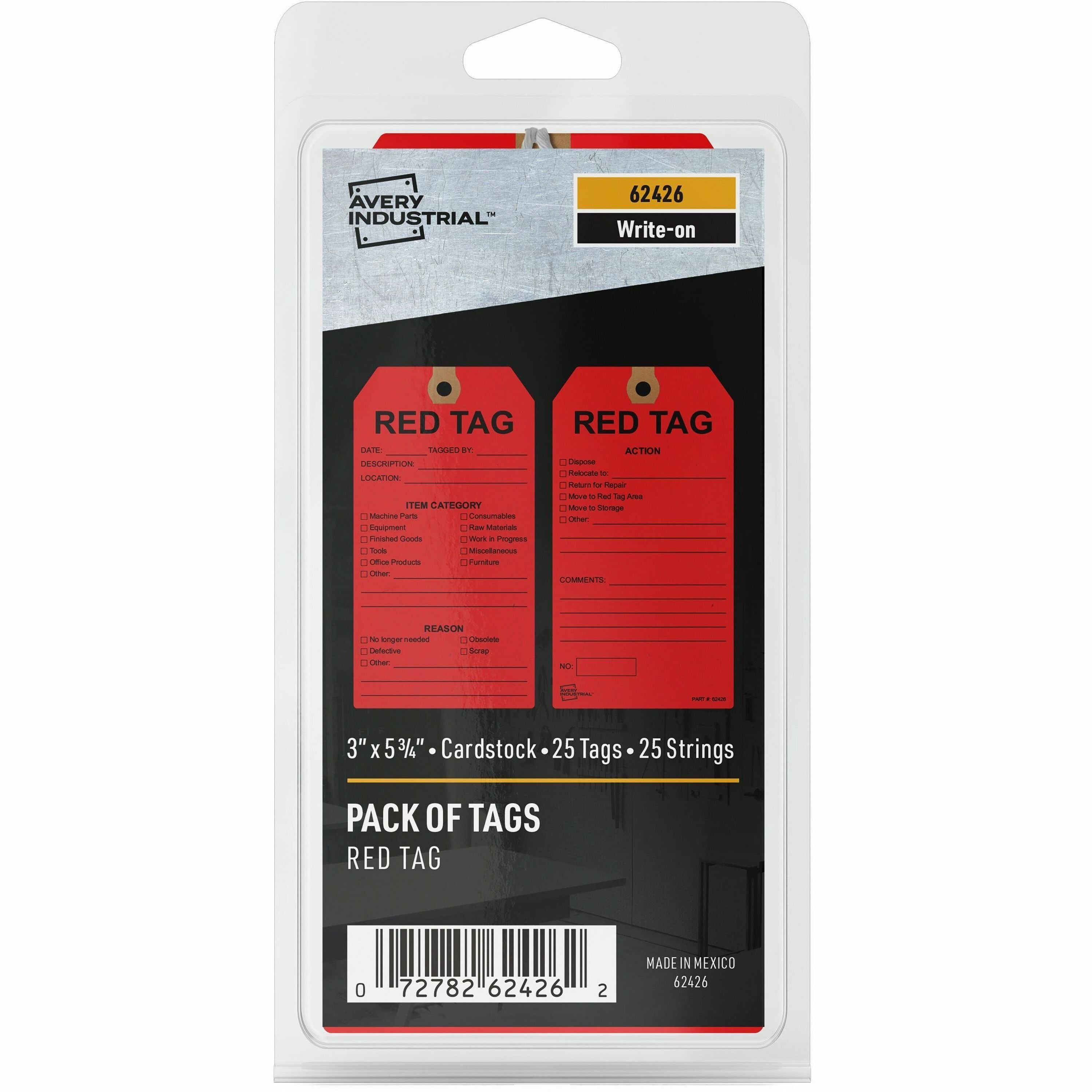 Avery Preprinted RED TAG 5S Hang Tags - 5.75" Length x 3" Width - 25 / Pack - Card Stock - Red - 1