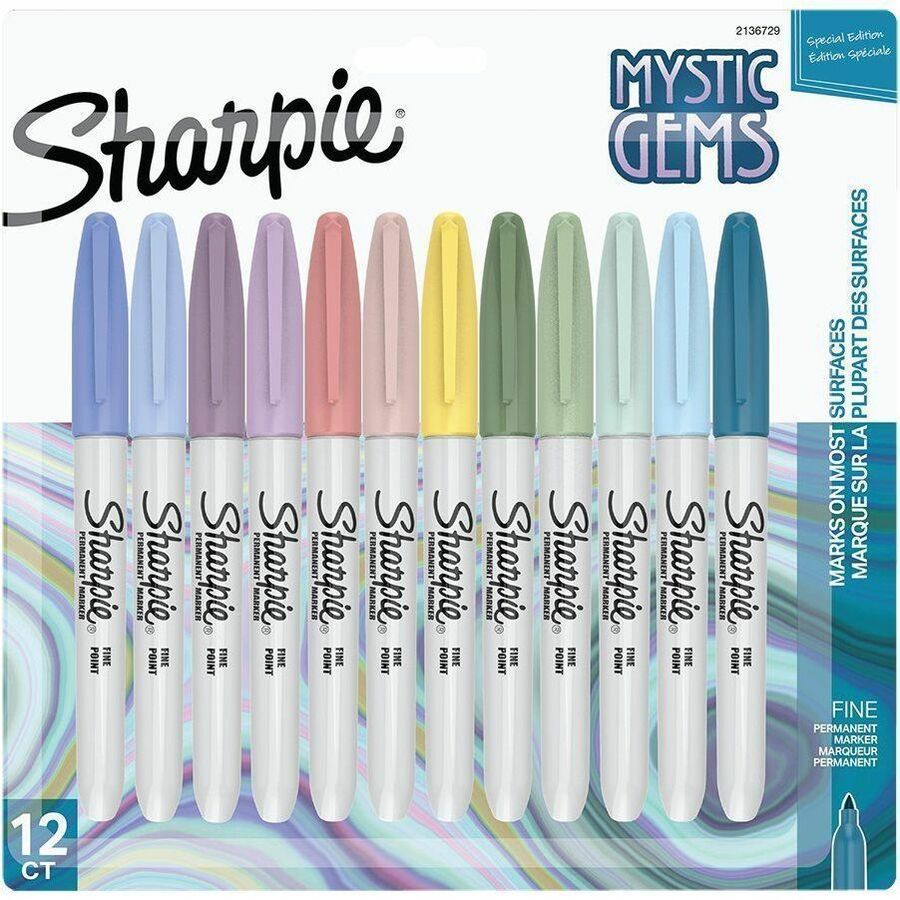 sharpie-mystic-gems-permanent-markers-fine-marker-point-multi-12-pack_san2136729 - 1