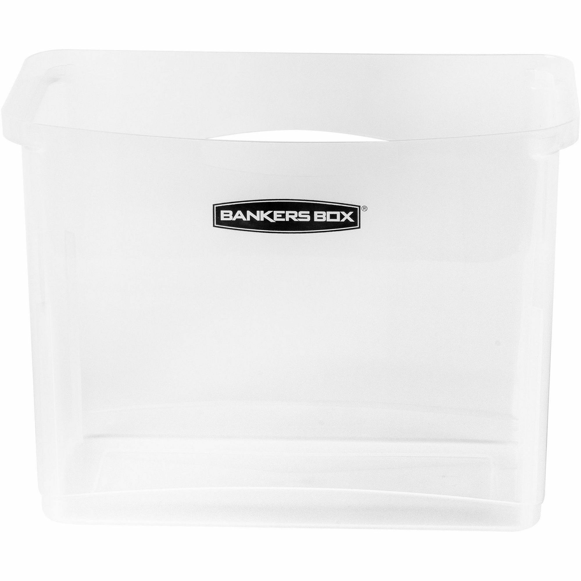 Bankers Box Portable Open Desktop File Box with Side Handles, 1 Each - Desktop - Hanging Rail, Handle, Durable - Clear - Polypropylene - 1 Each - 2
