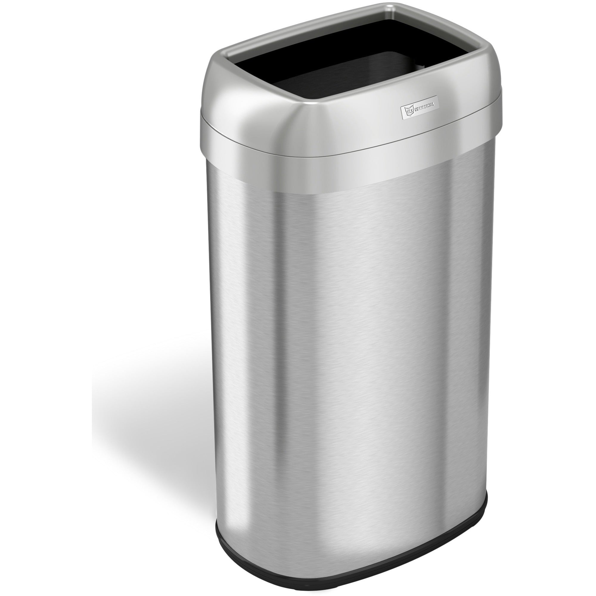 hls-commercial-stainless-steel-open-top-trash-can-16-gal-capacity-elliptical-manual-heavy-duty-fingerprint-resistant-bacteria-resistant-vented-handle-easy-to-clean-285-height-x-115-width-stainless-steel-abs-plastic-gray-1-ea_hlchls16stv - 1