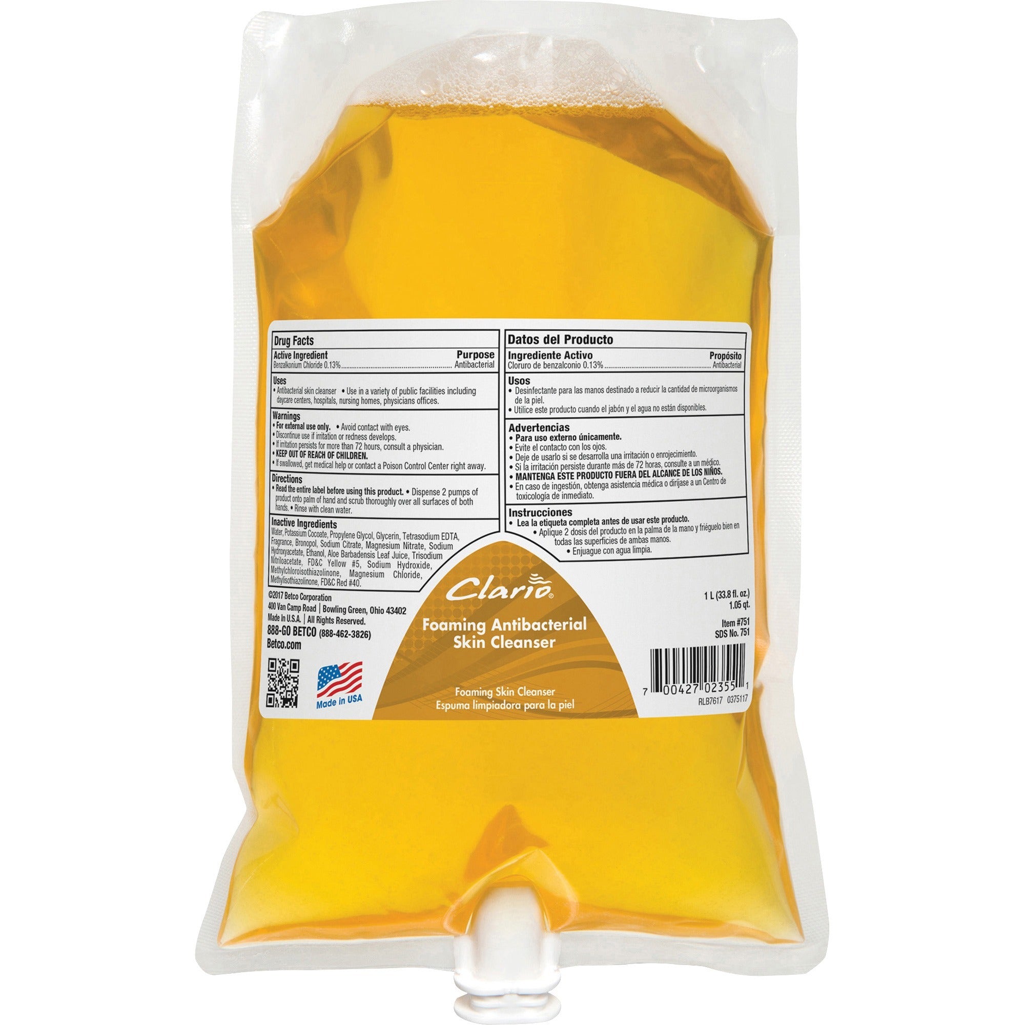 betco-foaming-antibacterial-skin-cleanser-foam-106-quart-applicable-on-hand-skin-anti-bacterial-moisturising-non-irritating-6-carton_bet7512900ct - 2