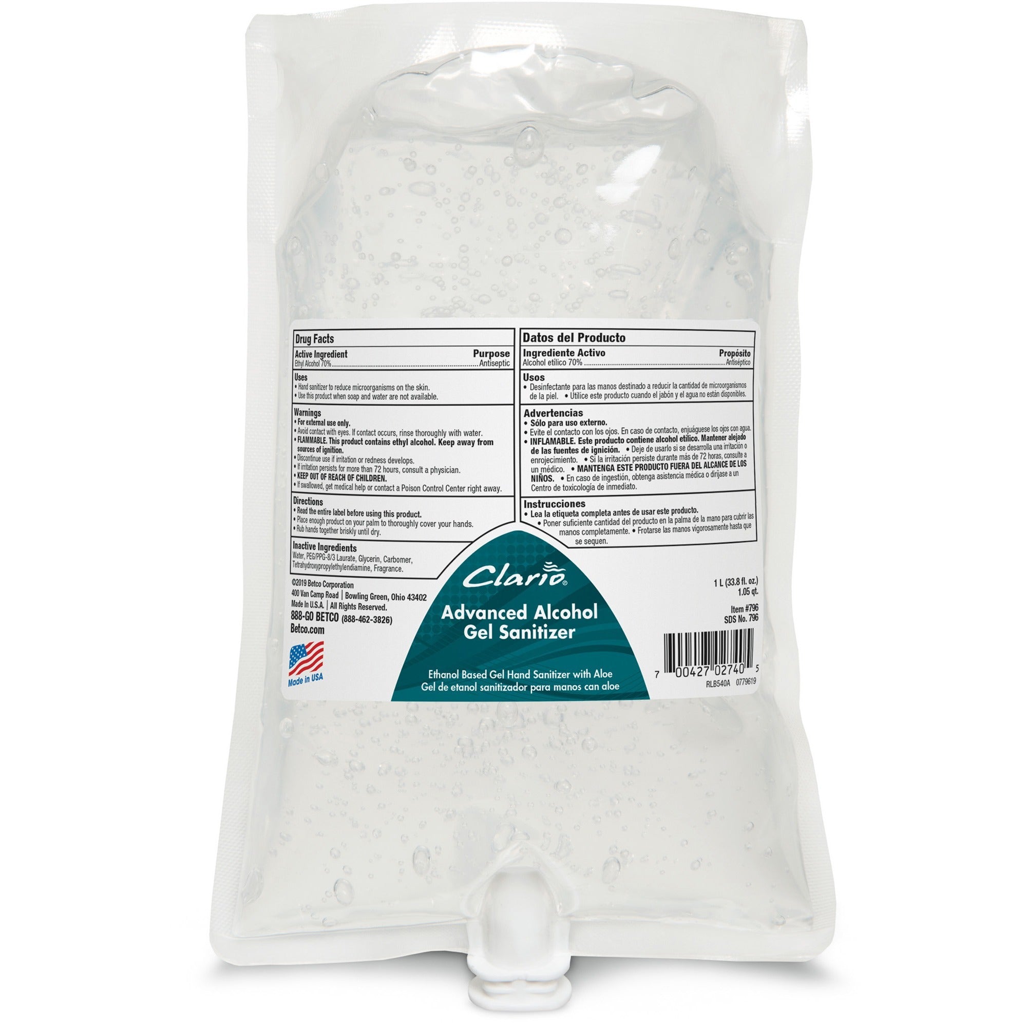 betco-advanced-hand-sanitizer-gel-refill-fresh-&-light-scent-338-fl-oz-1000-ml-kill-germs-skin-hand-moisturizing-clear-non-sticky-residue-free-quick-drying-ph-neutral-1-each_bet7962900 - 1