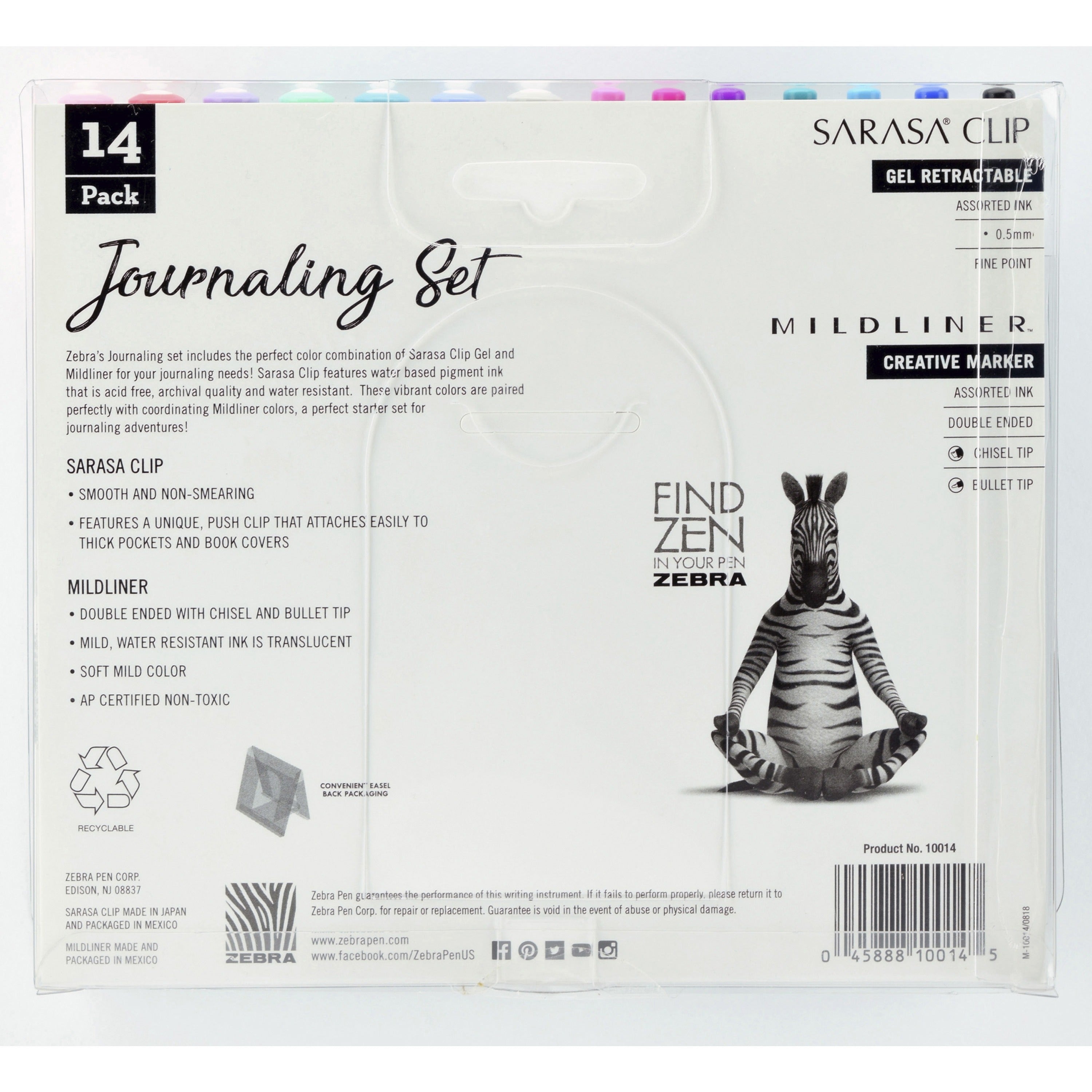 zebra-journaling-set-mildliner-&-sarasa-clip-gel-pen-and-highlighter-set-1-mm-pen-point-size-bullet-chisel-marker-point-style-multi-gel-based-ink-14-pack_zeb10014 - 2
