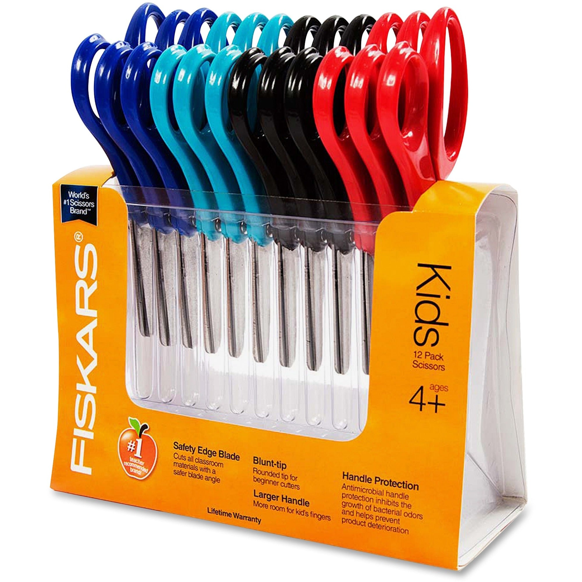 fiskars-5-blunt-tip-kids-scissors-175-cutting-length-5-overall-length-straight-stainless-steel-safety-edge-blade-blunted-tip-red-blue-turquoise-green-12-pack_fsk1941601070 - 1