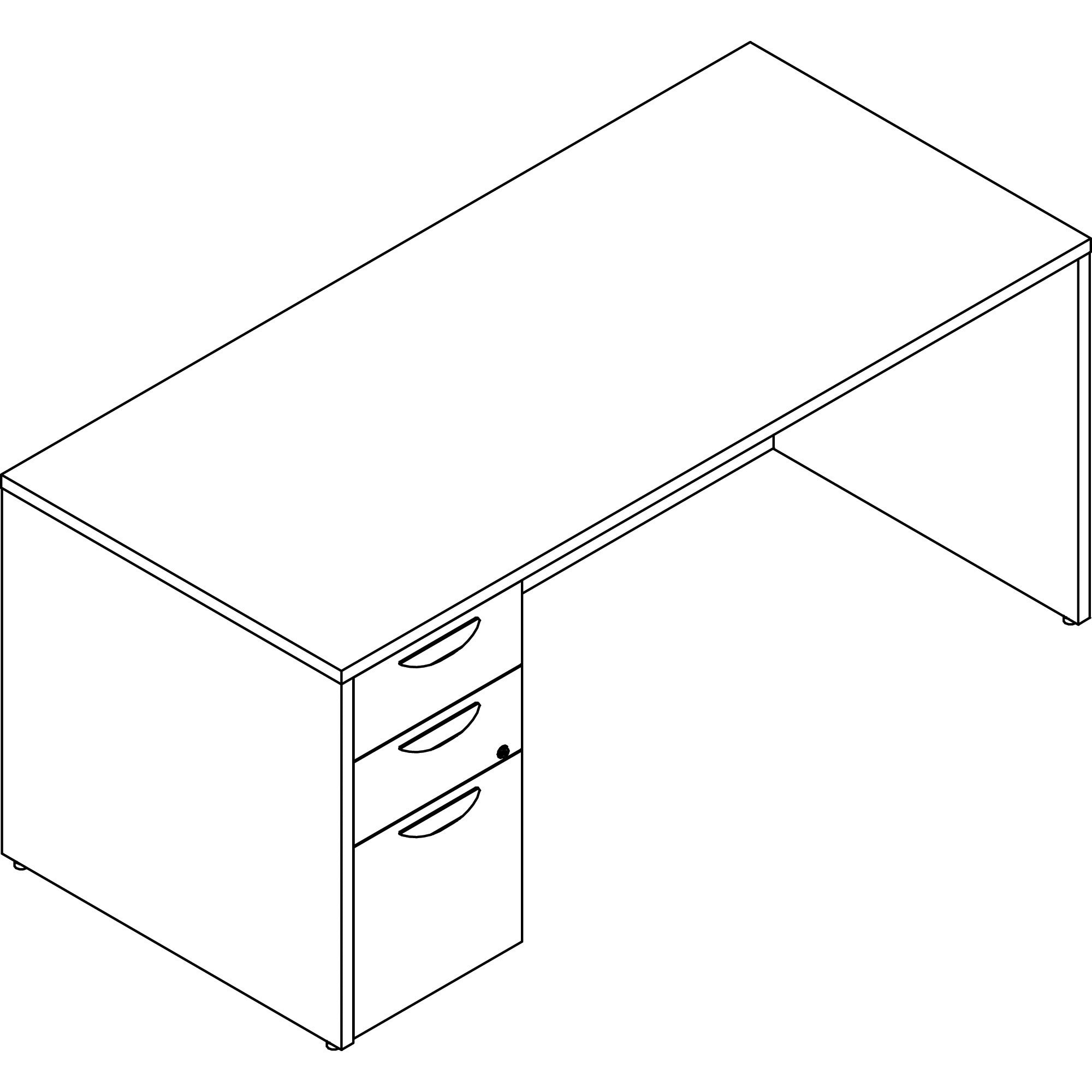 Lorell Prominence 2.0 Left-Pedestal Desk - 66" x 30"29" , 1" Top, 0.1" Edge - 3 x File, Box Drawer(s) - Single Pedestal on Left Side - Band Edge - Material: Particleboard - Finish: Thermofused Melamine (TFM) - 1