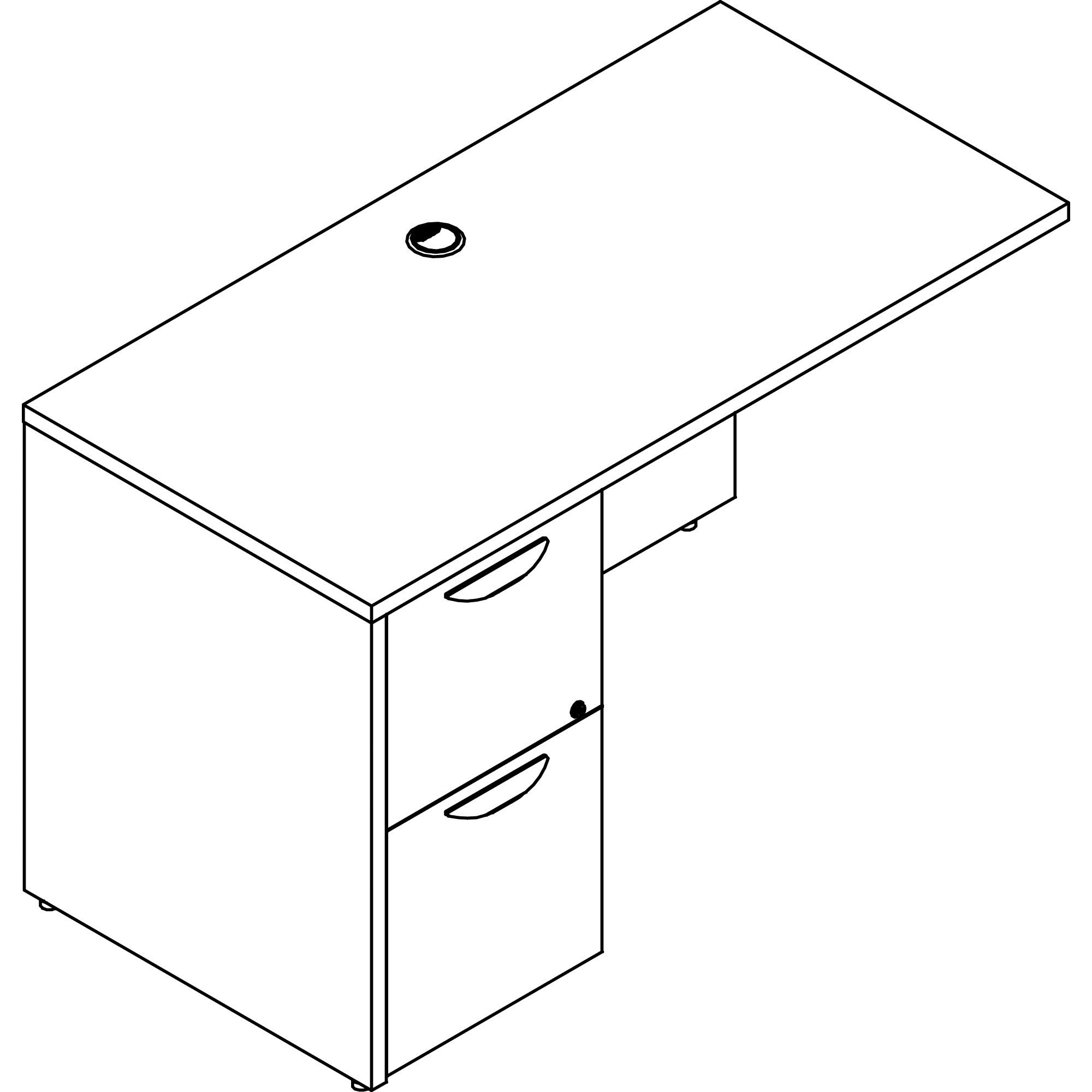 Lorell Prominence 2.0 Left Return - 48" x 24"29" , 1" Top, 0.1" Edge - 2 x File Drawer(s) - Band Edge - Material: Particleboard - Finish: Gray Elm, Thermofused Melamine (TFM), Laminate - 1