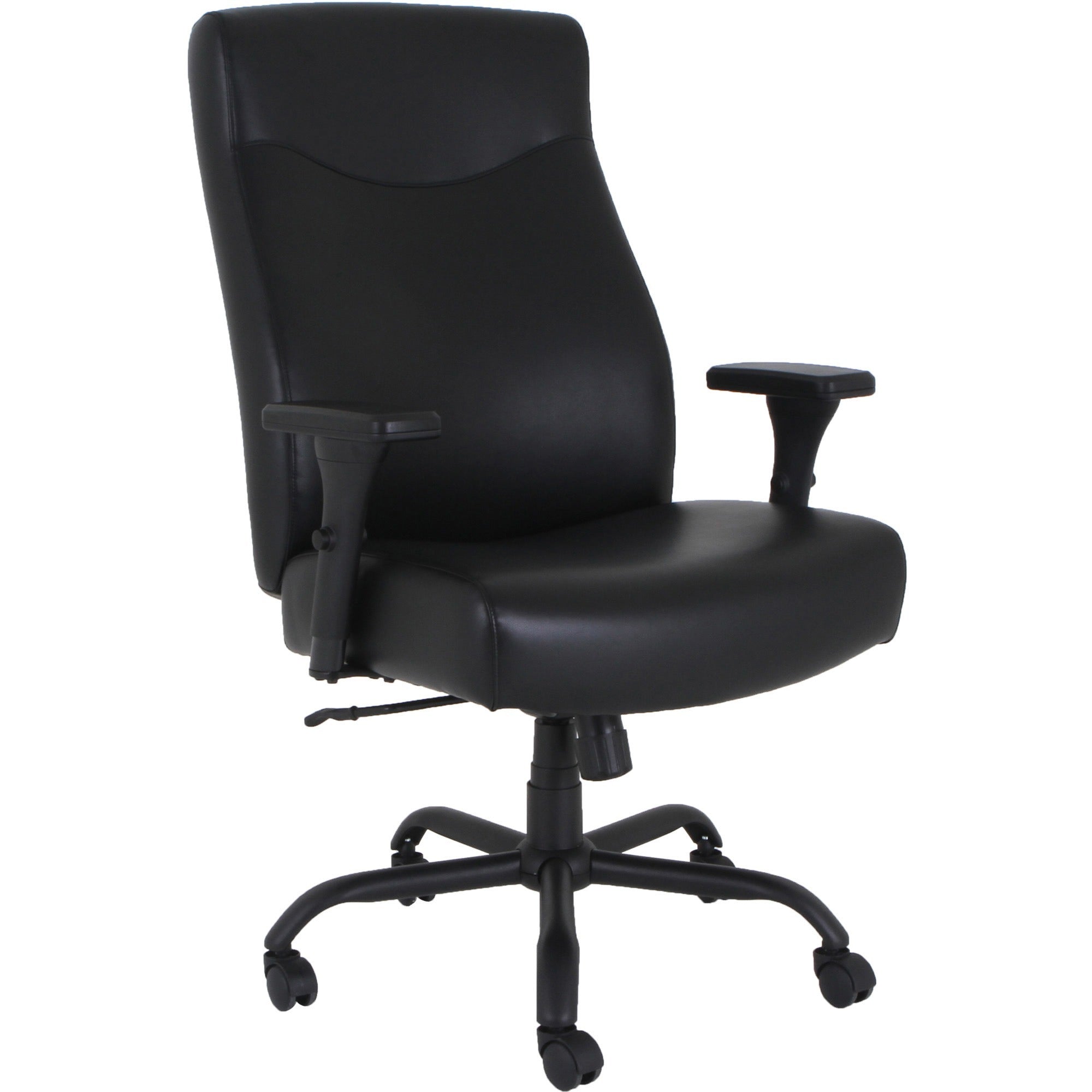lorell-big-&-tall-executive-high-back-chair-with-adjustable-arms-black-bonded-leather-seat-black-bonded-leather-back-high-back-5-star-base-armrest-1-each_llr48846 - 1