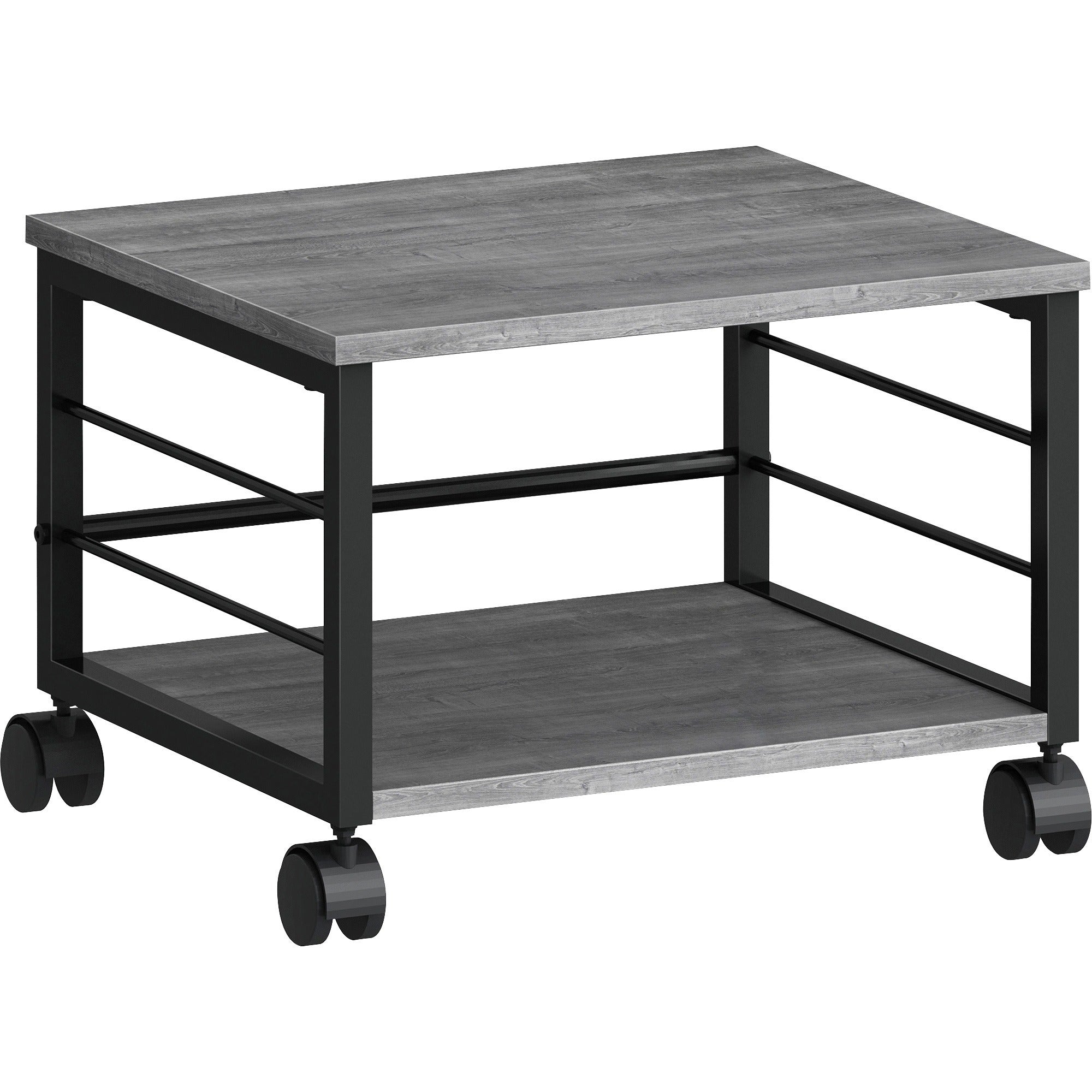 lorell-underdesk-mobile-machine-stand-150-lb-load-capacity-132-height-x-187-width-x-157-depth-desk-powder-coated-metal-laminate-polyvinyl-chloride-pvc-charcoal-black_llr60262 - 1