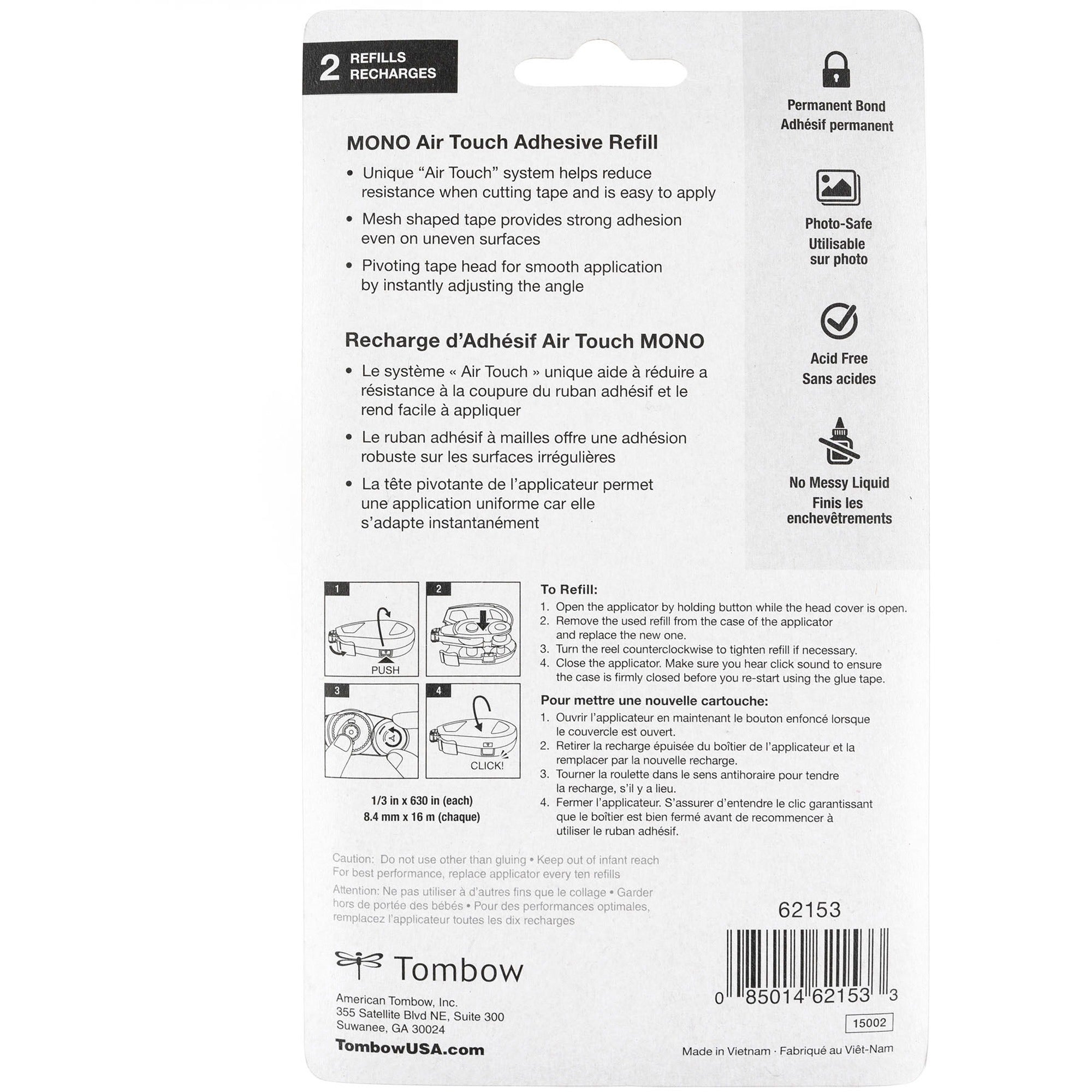 tombow-mono-air-touch-net-tape-dispenser-refill-1750-yd-length-x-033-width-2-pack-white_tom62153 - 2