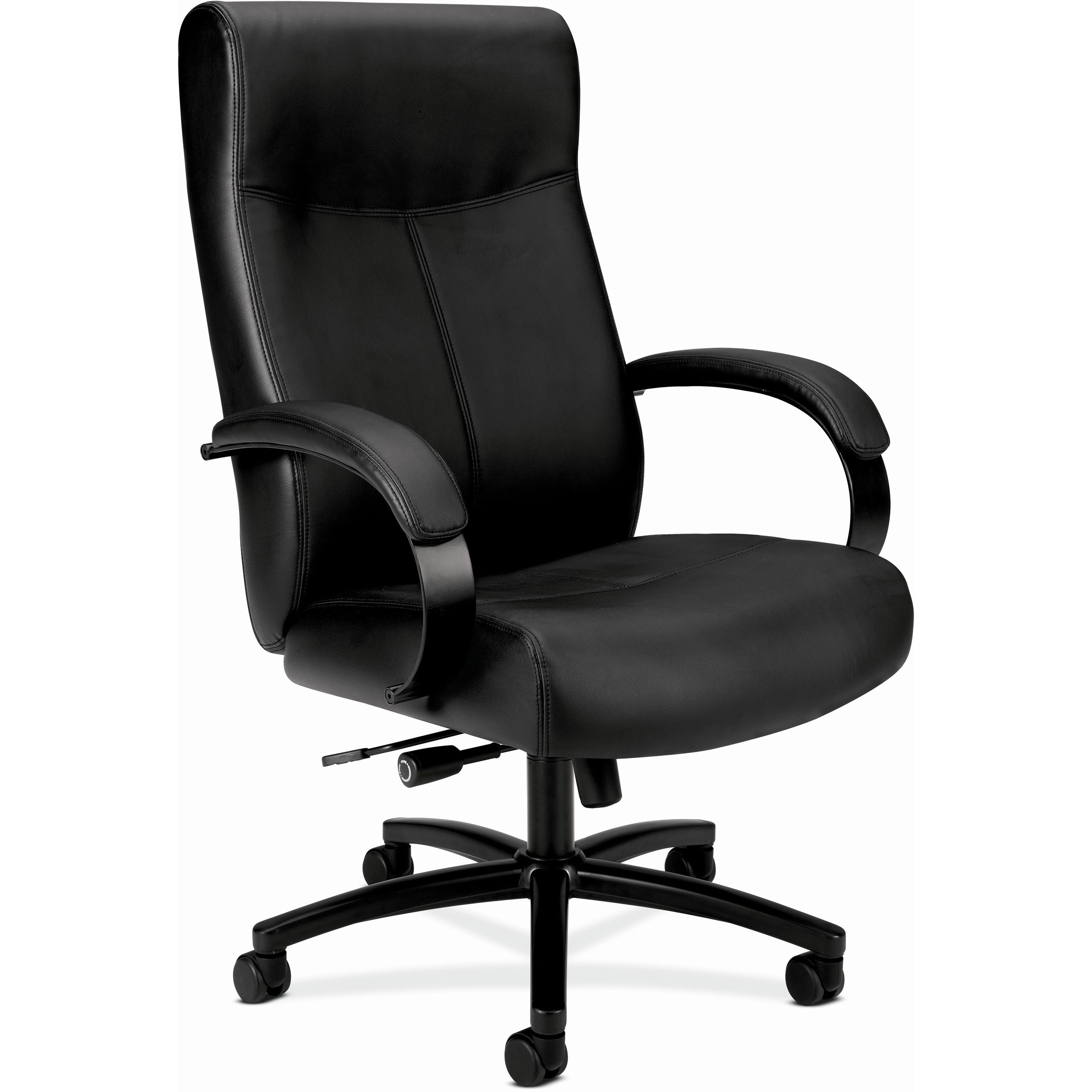 HON Validate Chair - Black Bonded Leather Seat - Black Bonded Leather Back - Black Reinforced Resin Frame - High Back - 5-star Base - Black -