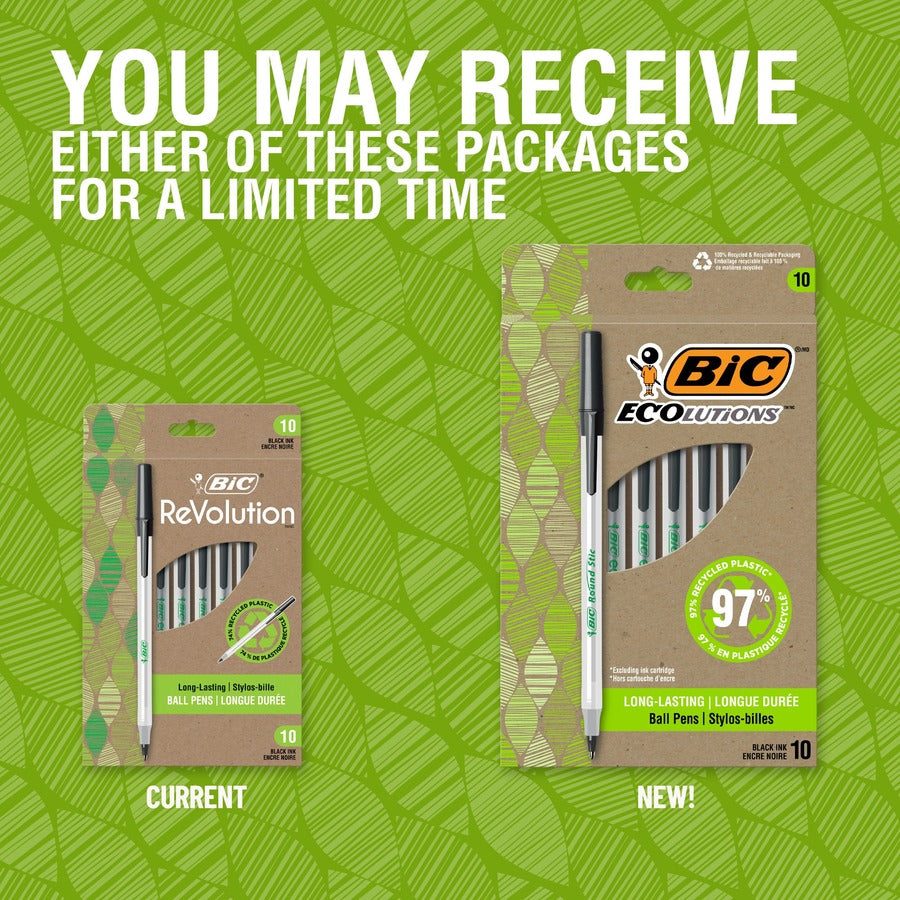 bic-ecolutions-round-stic-ball-point-pen-medium-pen-point-1-mm-pen-point-size-black-semi-transparent-barrel-10-pack_bicgsme10bk - 2