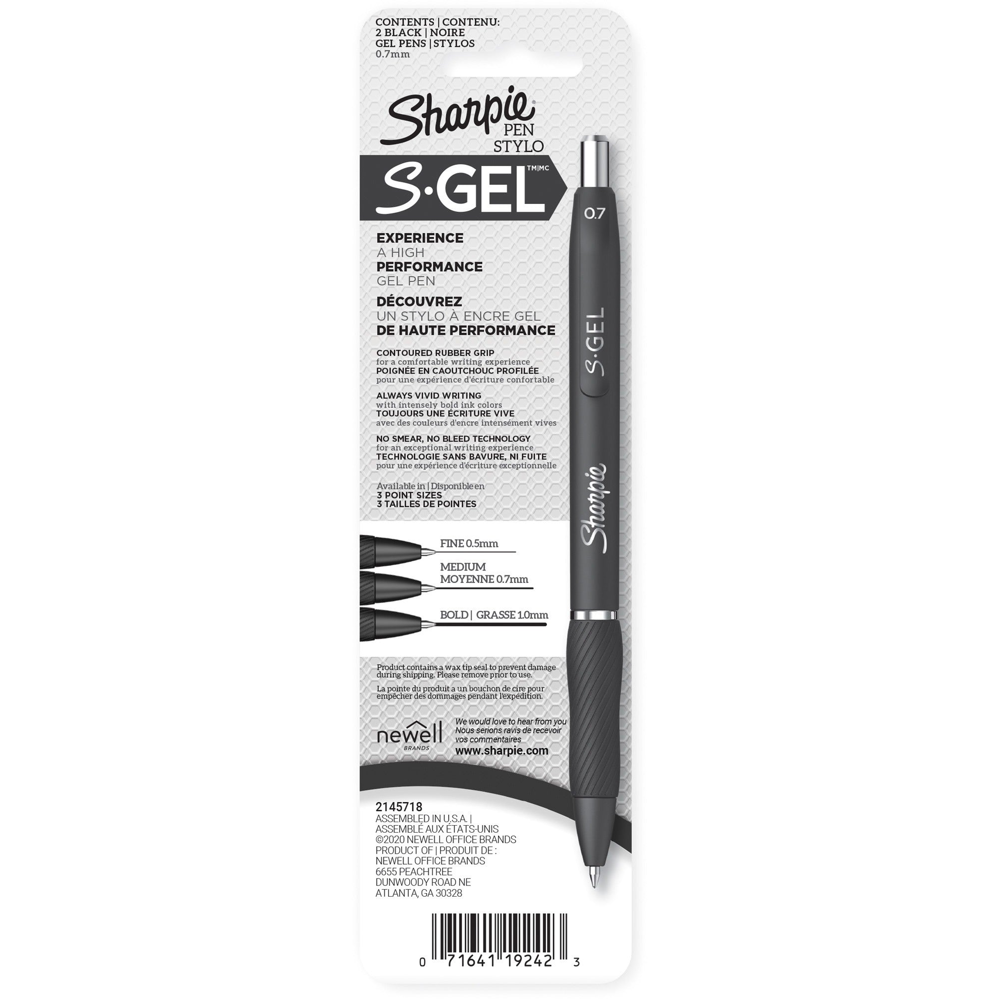 sharpie-s-gel-pen-medium-pen-point-07-mm-pen-point-size-retractable-black-white-barrel-2-pack_san2144799 - 2